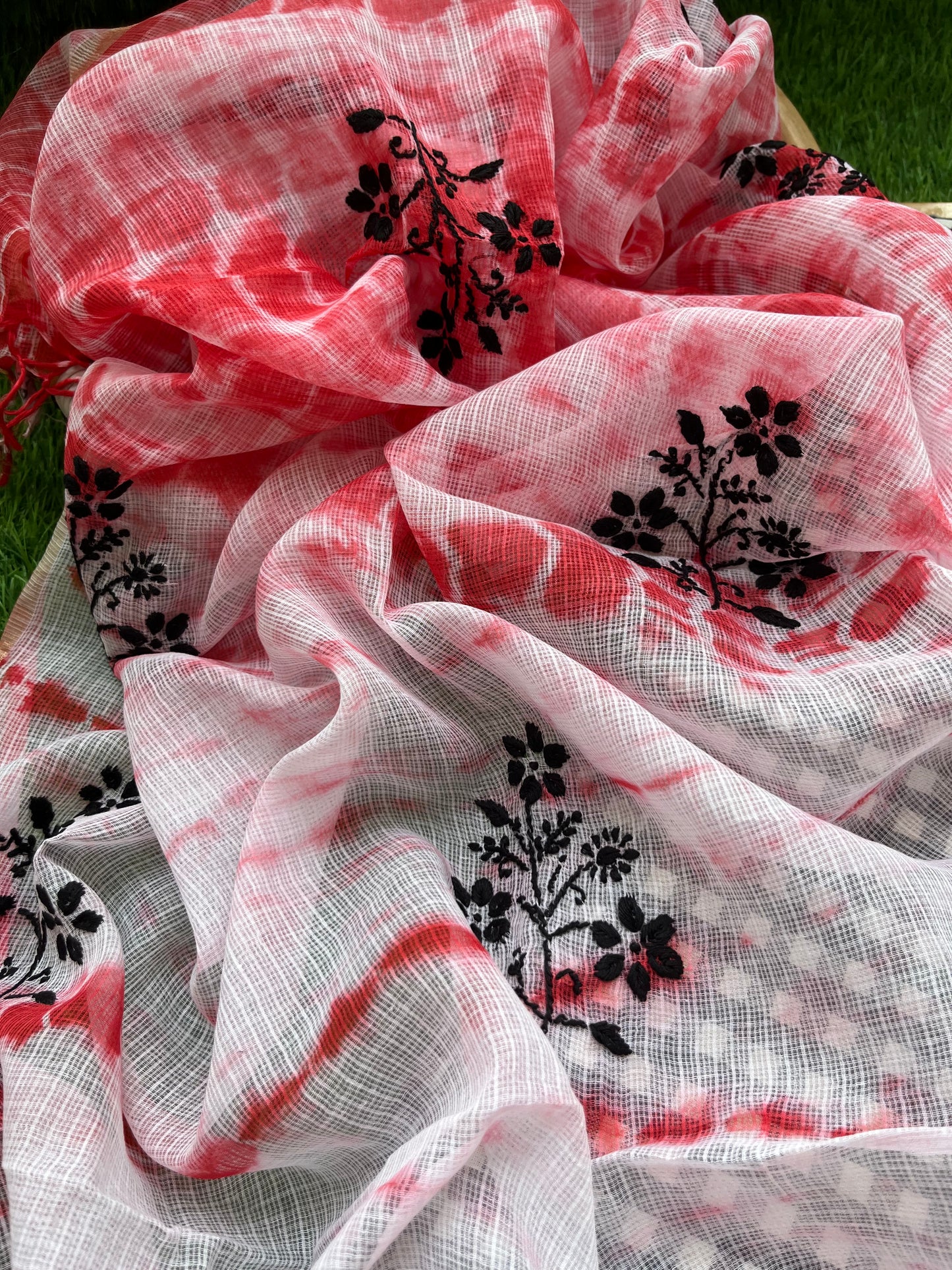 Kota doria Chikankari Dupatta cotton Fabric
