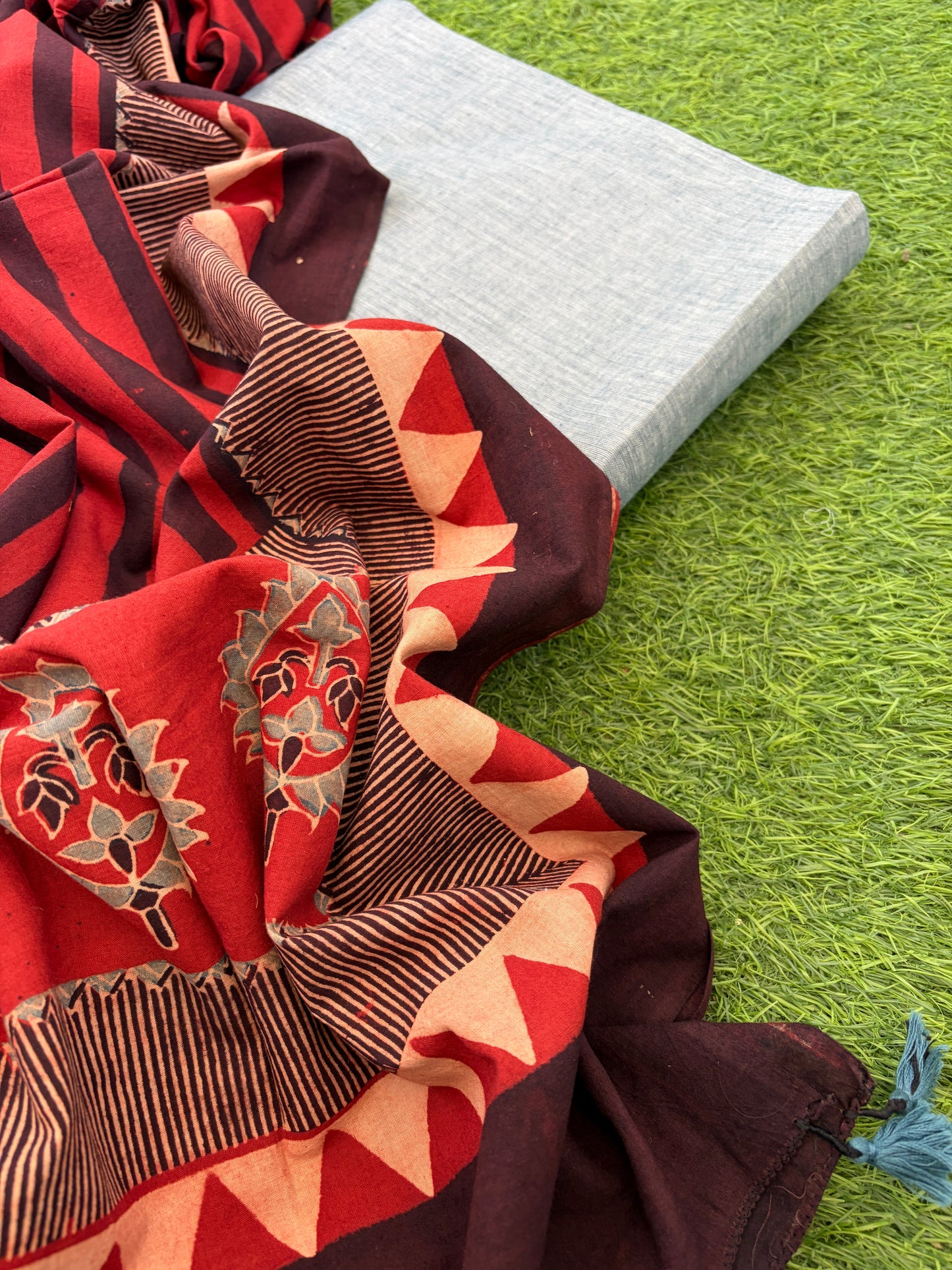 Mangalgiri kurta Bottom and ajrakh dupatta