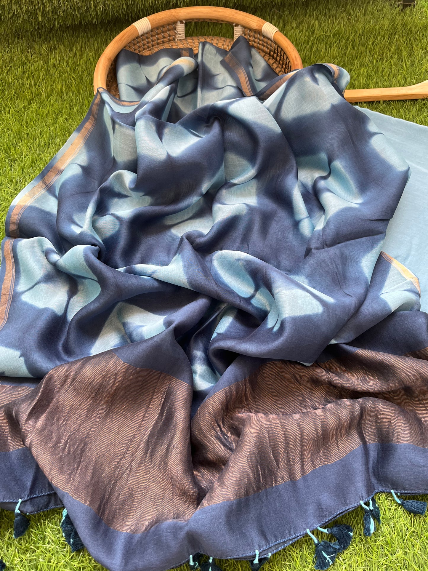 Chanderi Clamp Dye dupatta with plain fabric