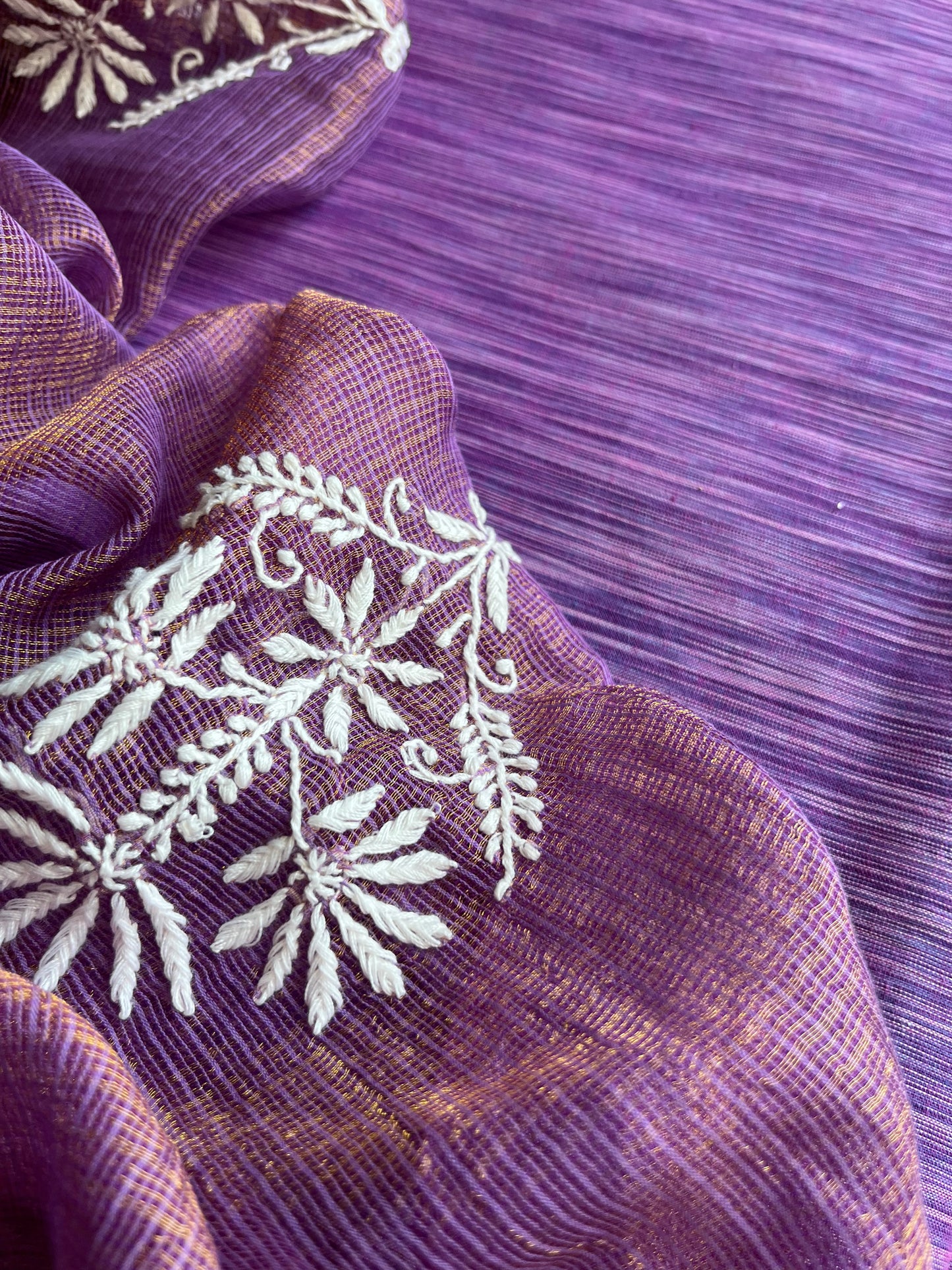 Kota tissue chikankari Dupatta cotton suit fabric