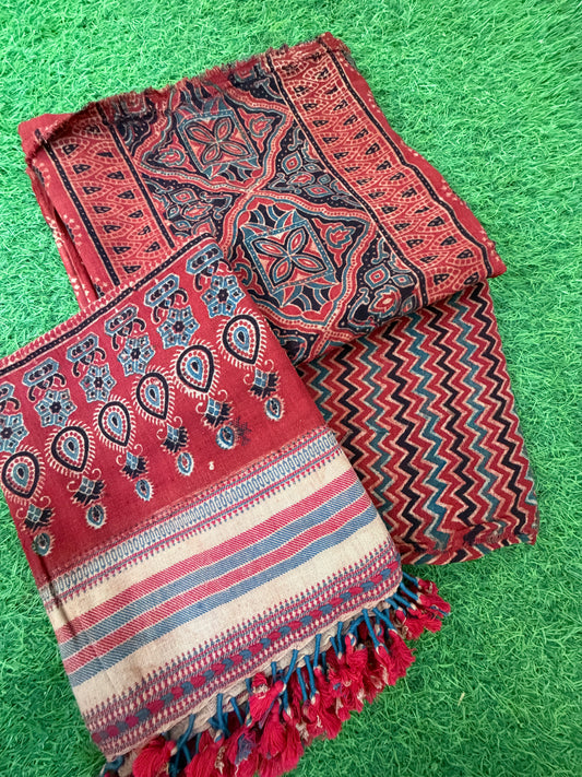 Kala Cotton Ajrakh Kurta bottom and dupatta