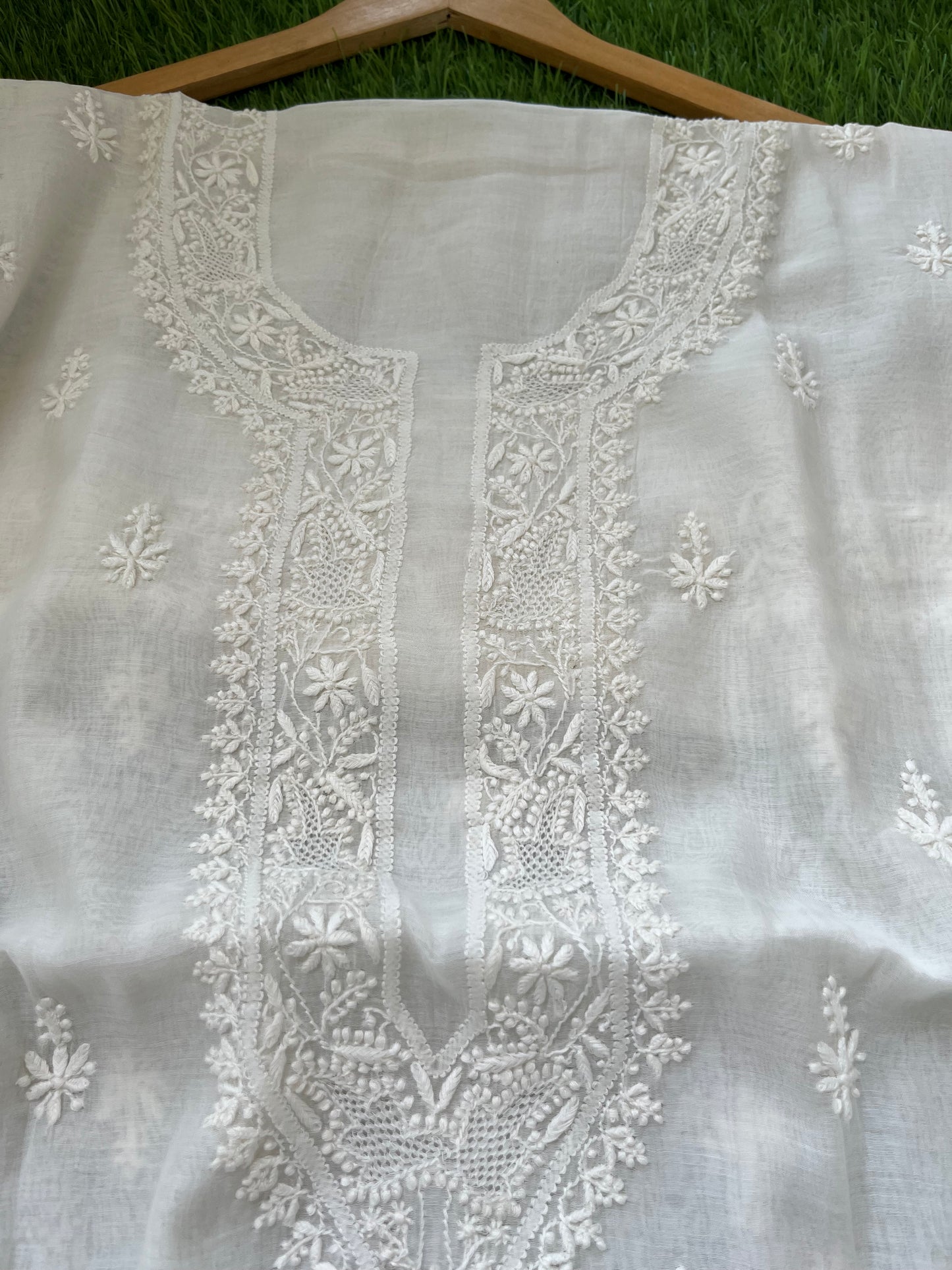 Chanderi chikankari kurta