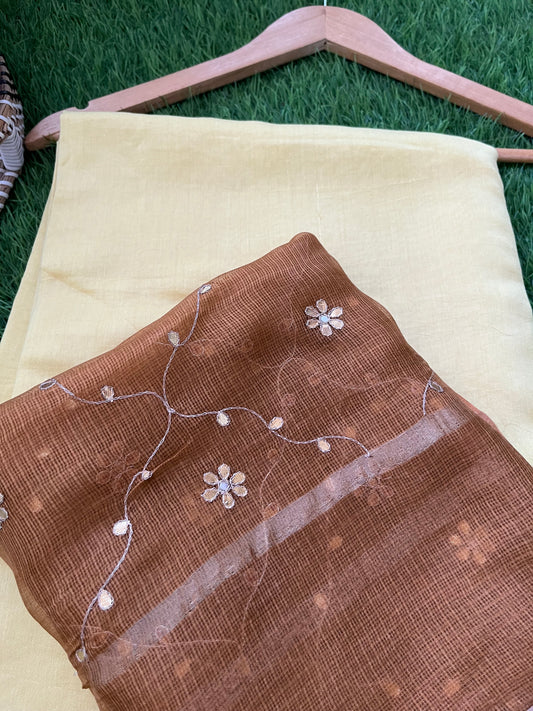 त्योहार :kota silk gota patti Dupatta with plain chanderi kurta bottom Fabric