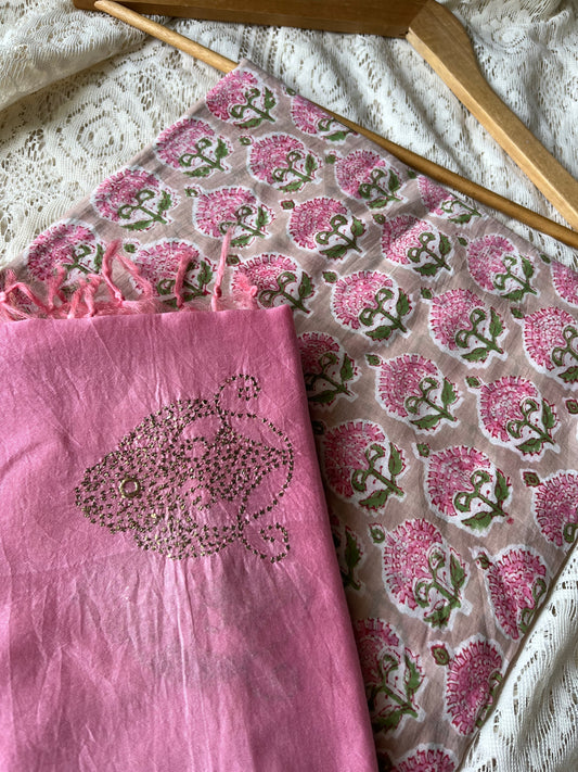 Chanderi Mukaish work Dupatta cotton kurta bottom fabric