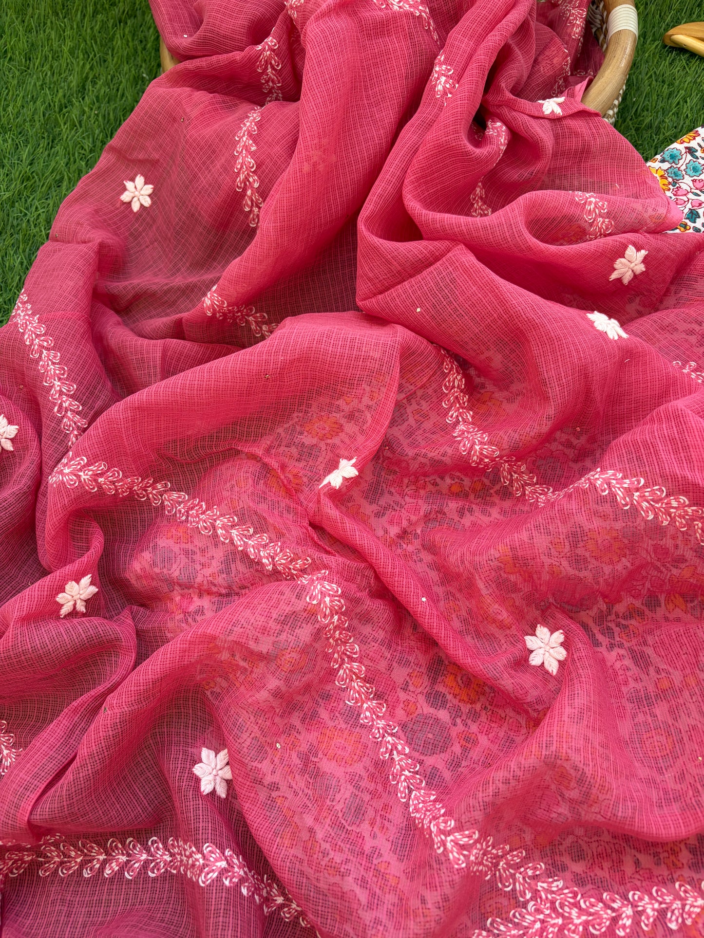 Cotton kurta bandhani bottom Kota Doria chikankari dupatta