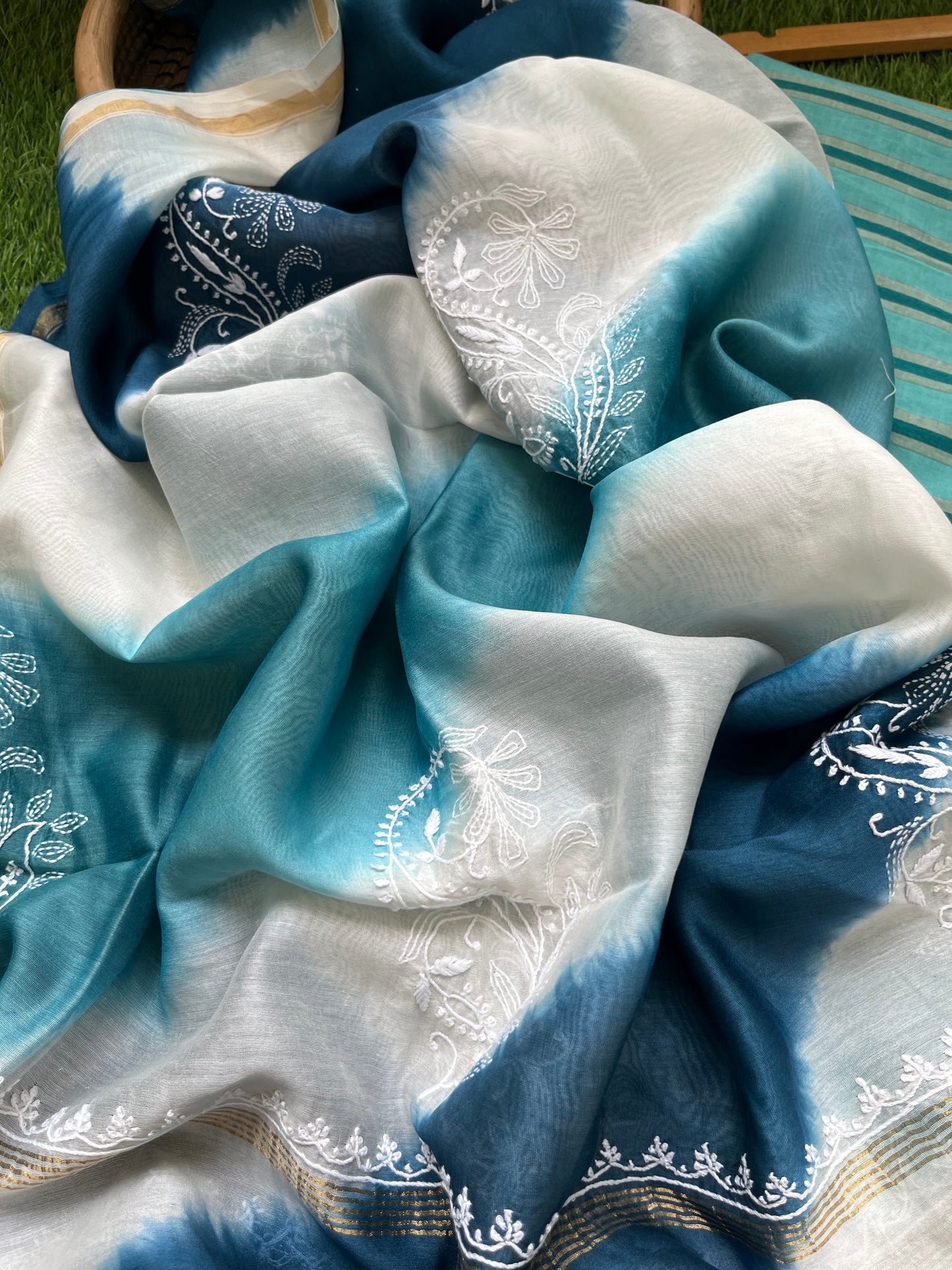 Cotton kurta bottom chikankari dupatta