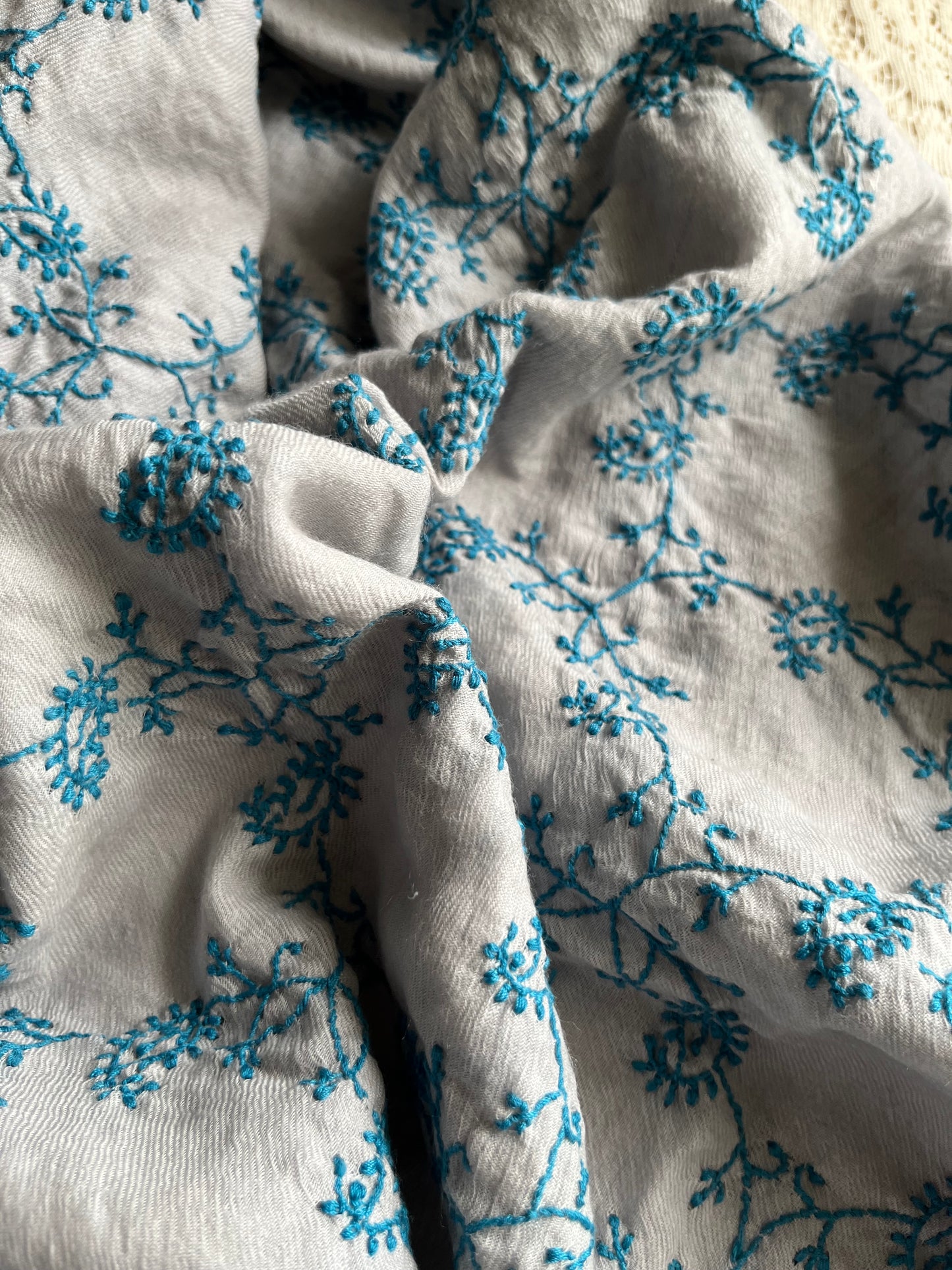 Pure wool chikankari shawl