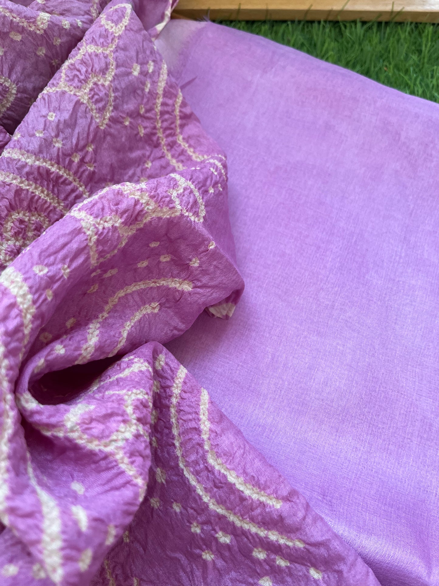 Tussar silk Bandhani dupatta plain kurta