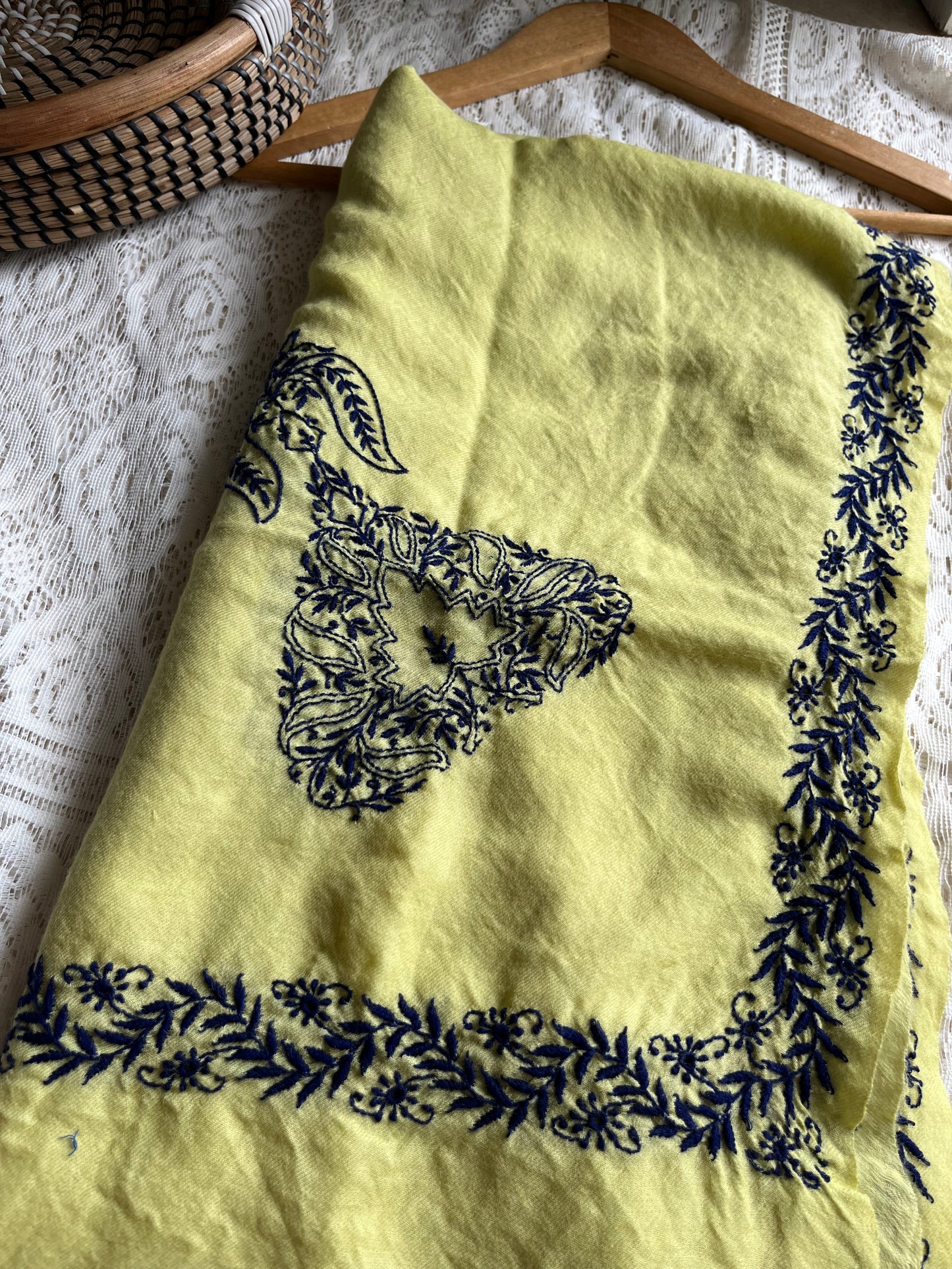 Pure wool chikankari shawl