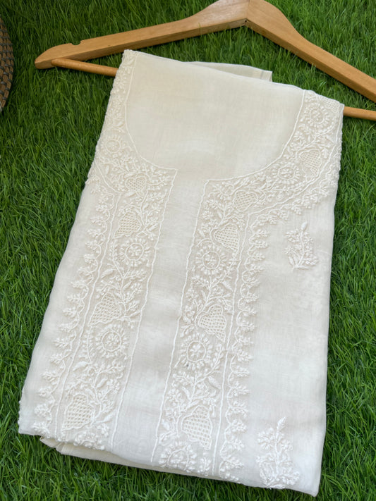 Chanderi chikankari kurta