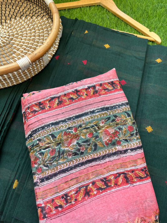 Mangalgiri Cotton kurta bottom chanderi dupatta