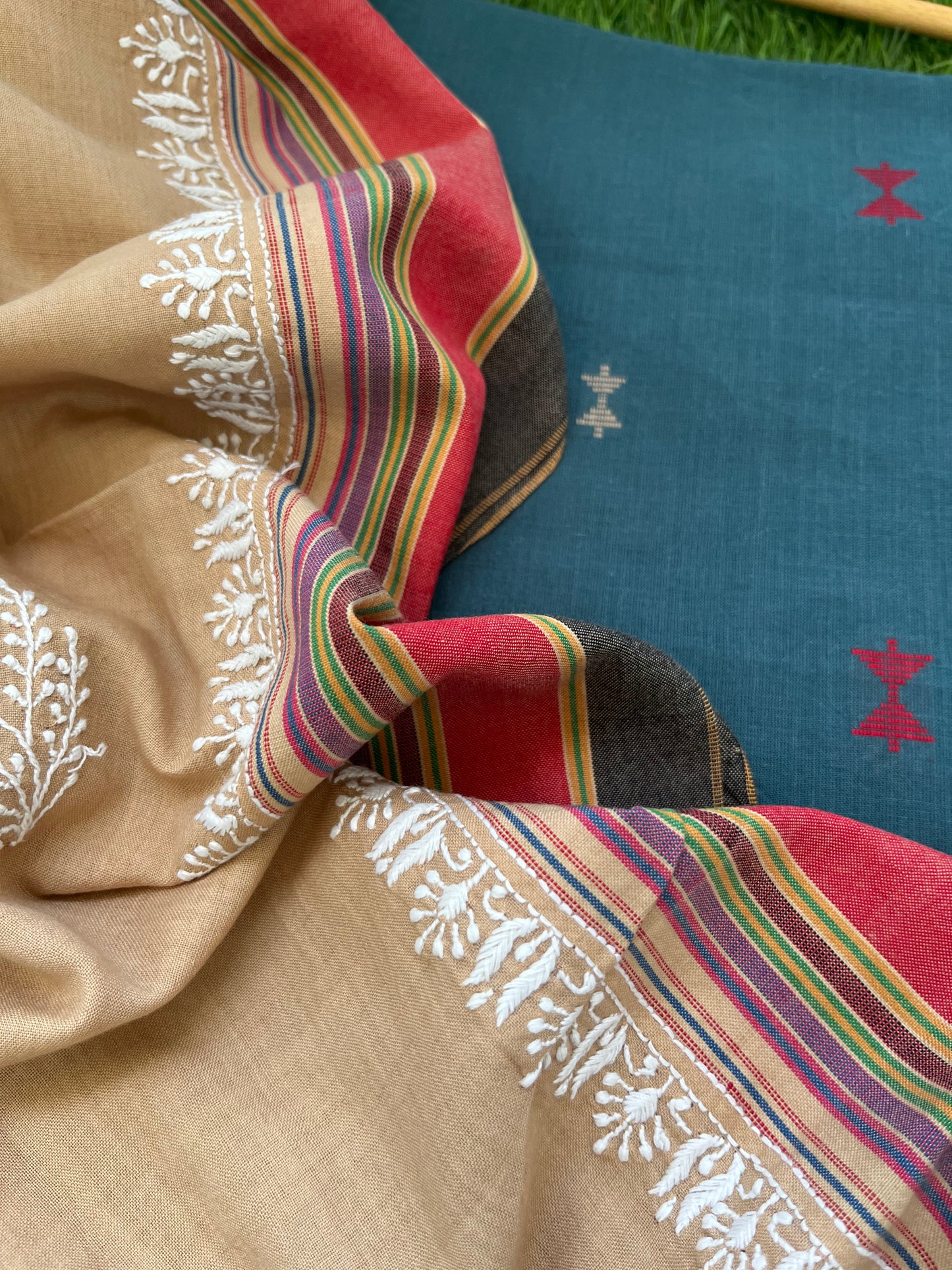 Kala cotton chikan dupatta with Mangalgiri kurta Bottom fabric