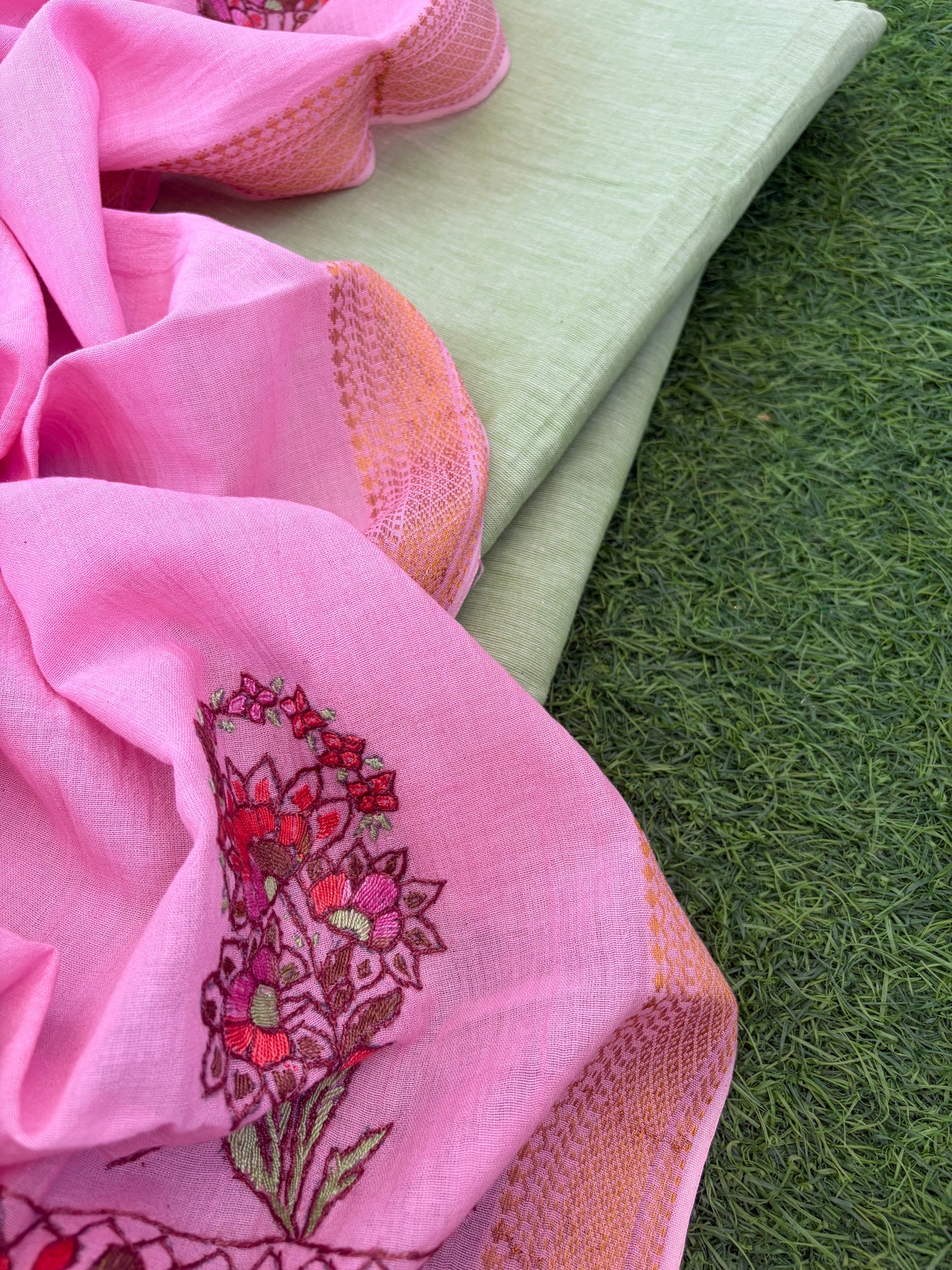 Mangalgiri Cotton kurta bottom kashmiri work dupatta