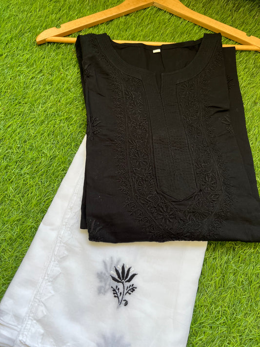 Cotton chikankari kurta dupatta