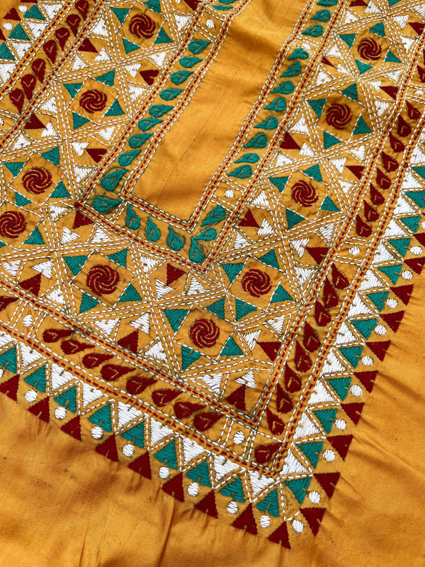 Silk Kantha work kurta fabric