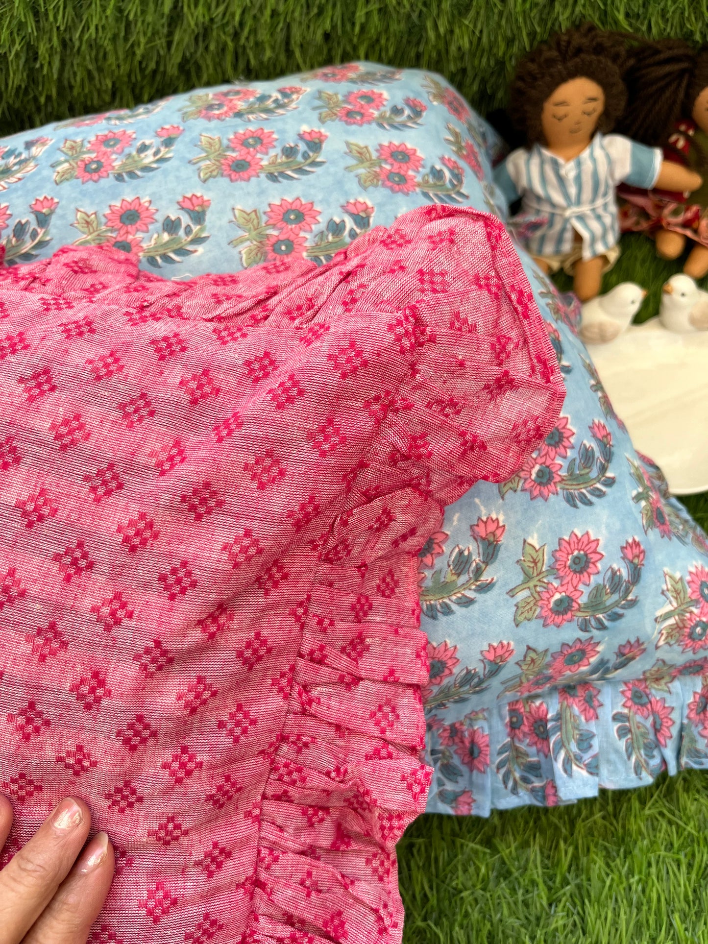 Cotton block print cushion cover set