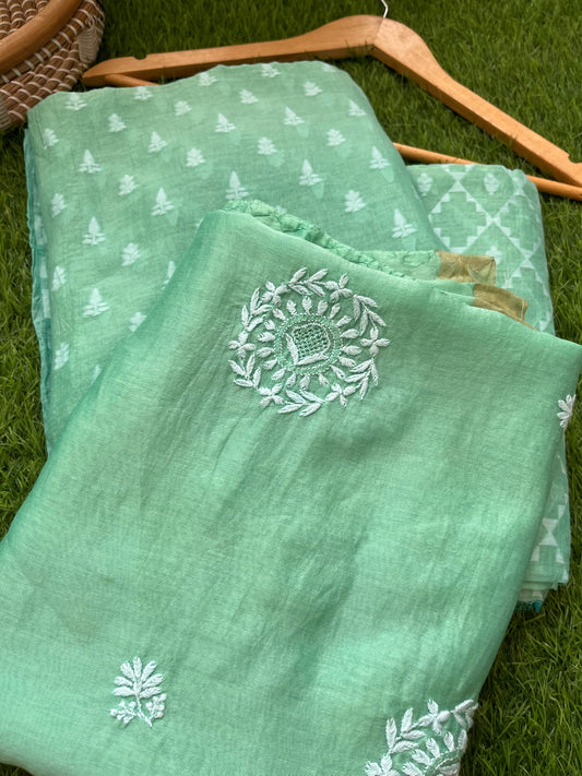 Jaamdani kurta bottom chanderi dupatta