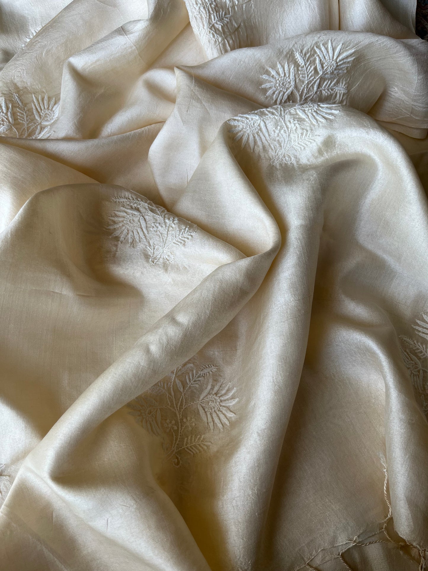 Tussar Silk Chikankari kurta Dupatta