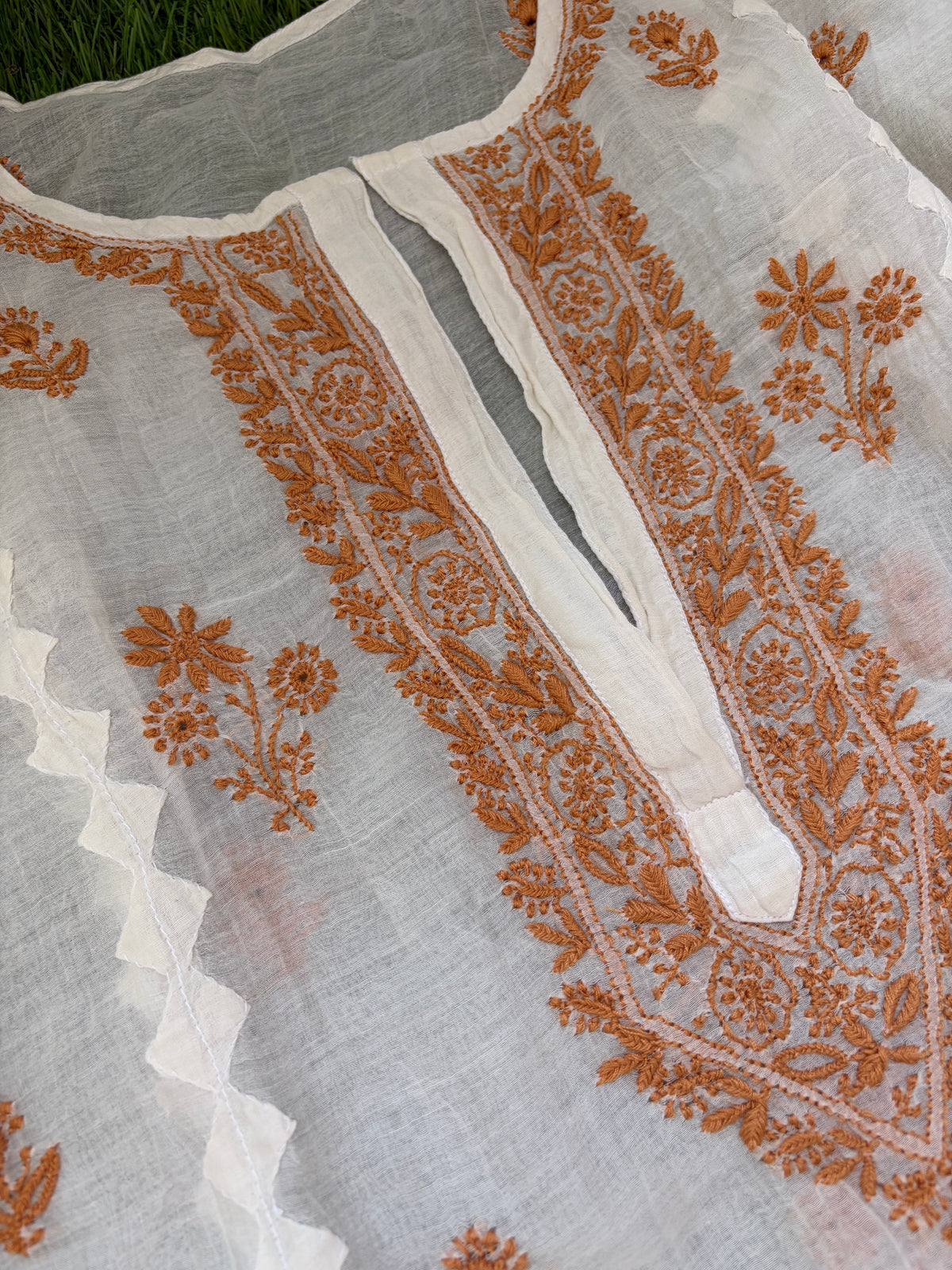 Chikankari daraz chanderi Kurta