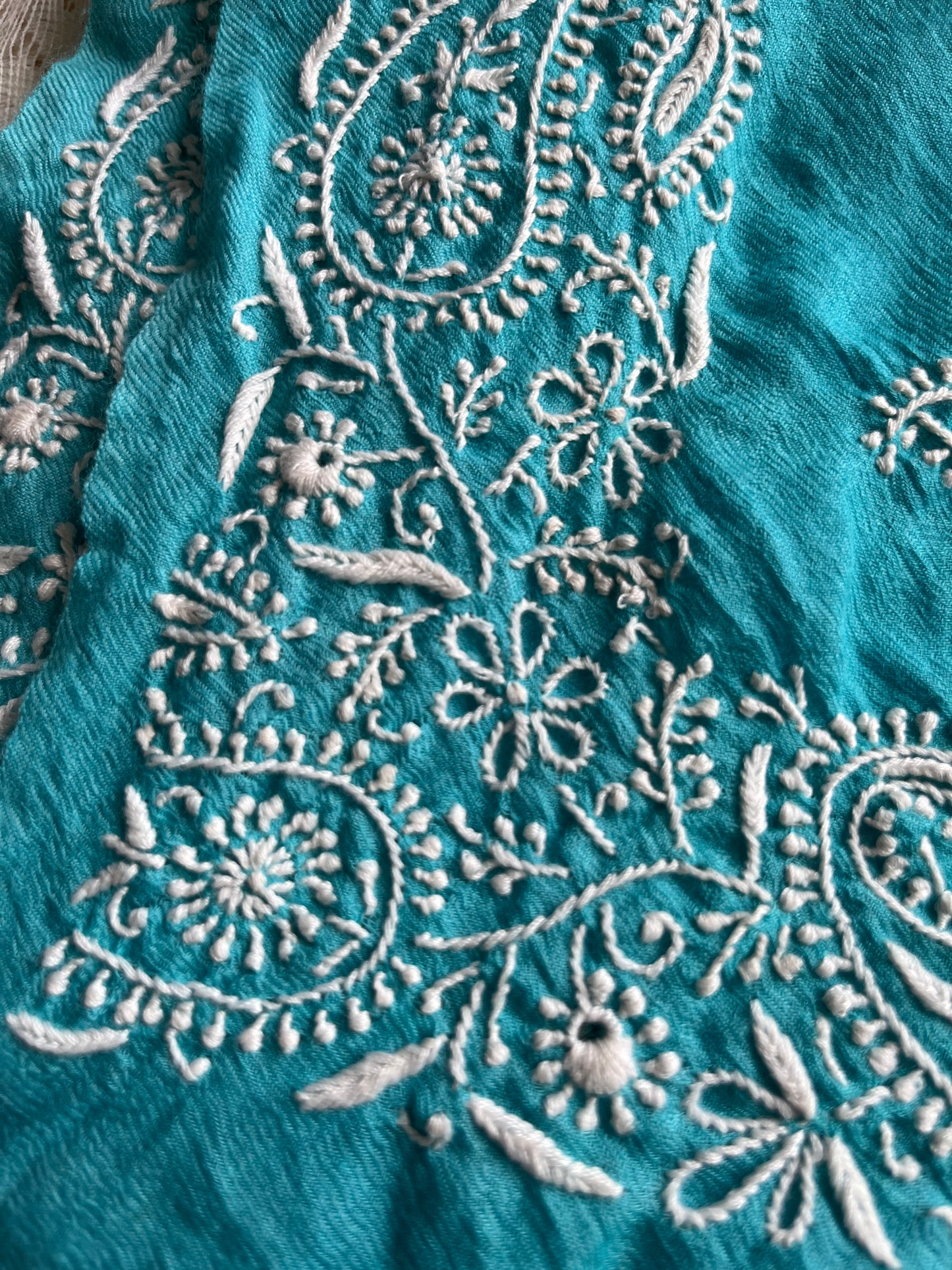 Pure wool chikankari shawl