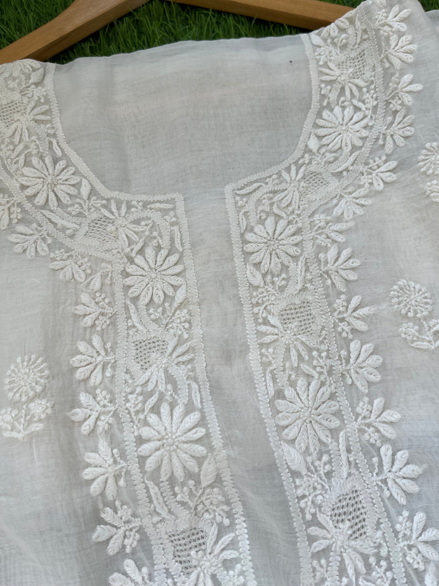 Chanderi chikankari kurta