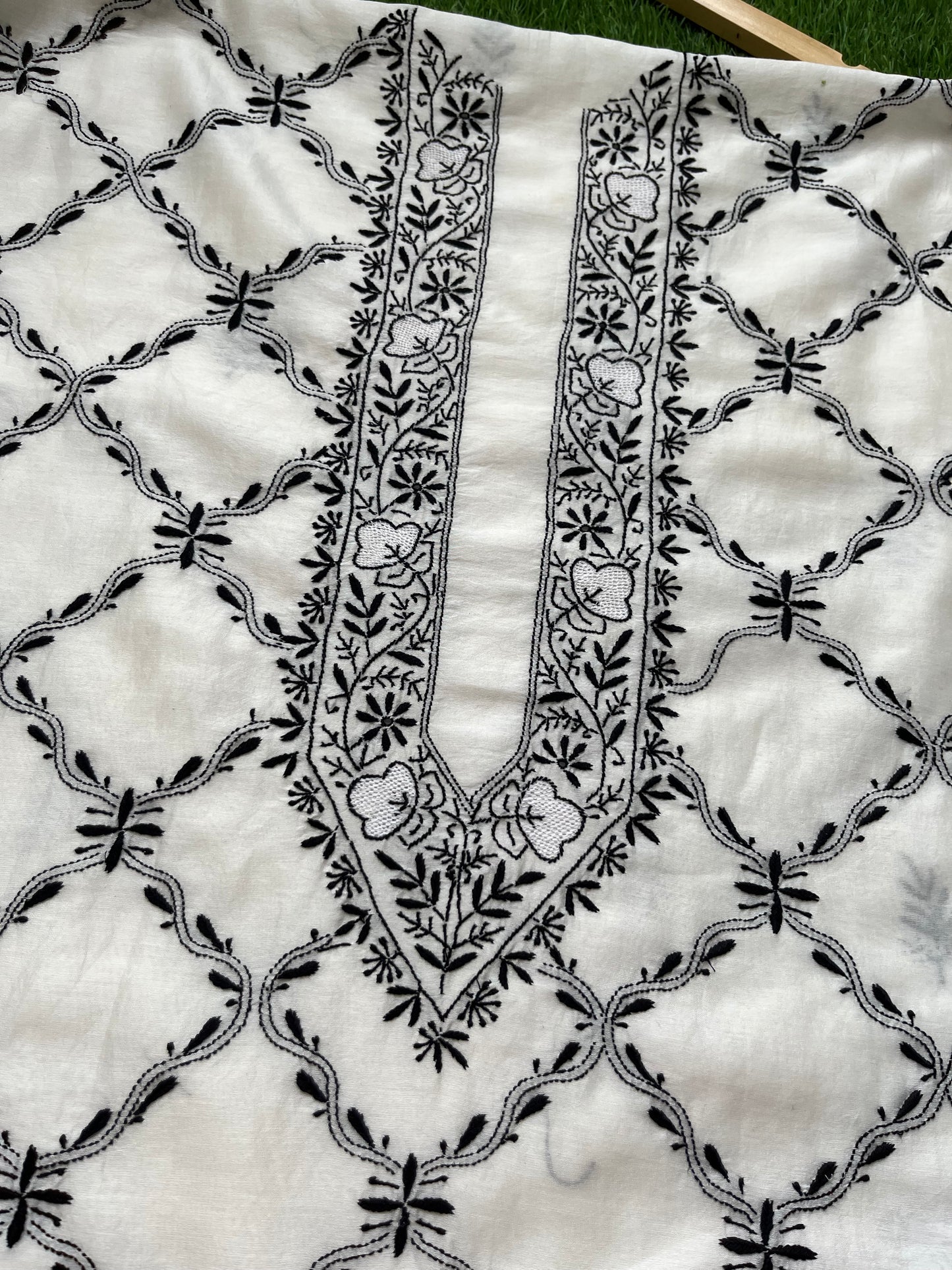 Chanderi chikankari kurta