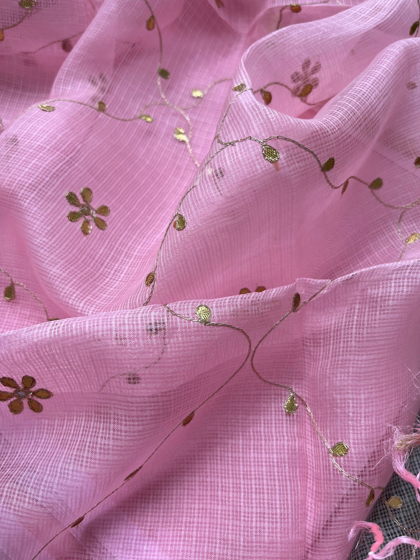 त्योहार :kota silk gota patti Dupatta with plain chanderi kurta bottom Fabric