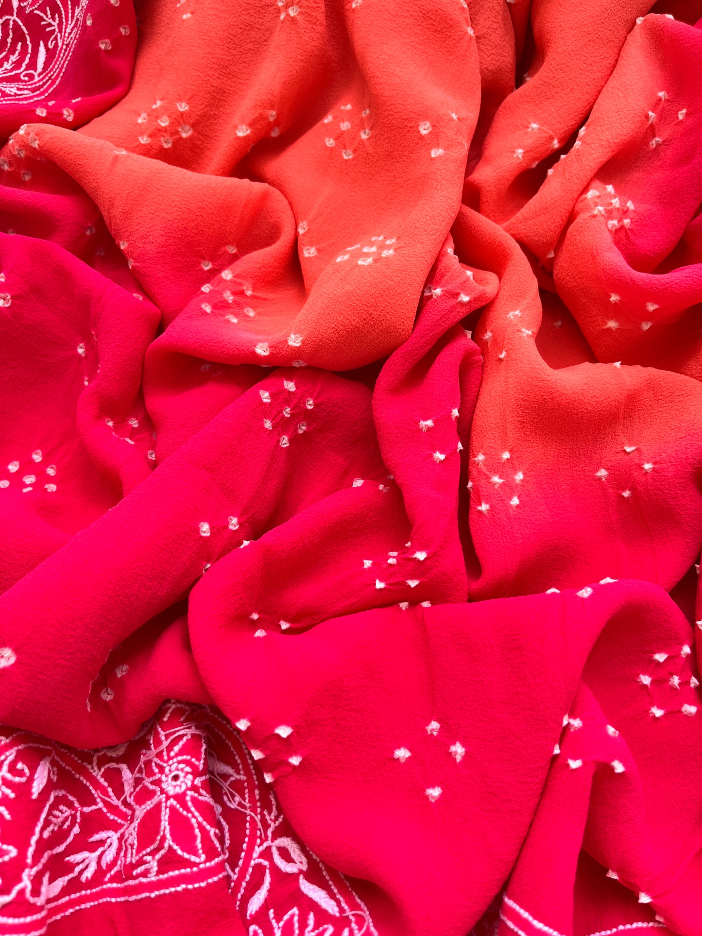 Chanderi Chikankari kurta with georgette dupatta