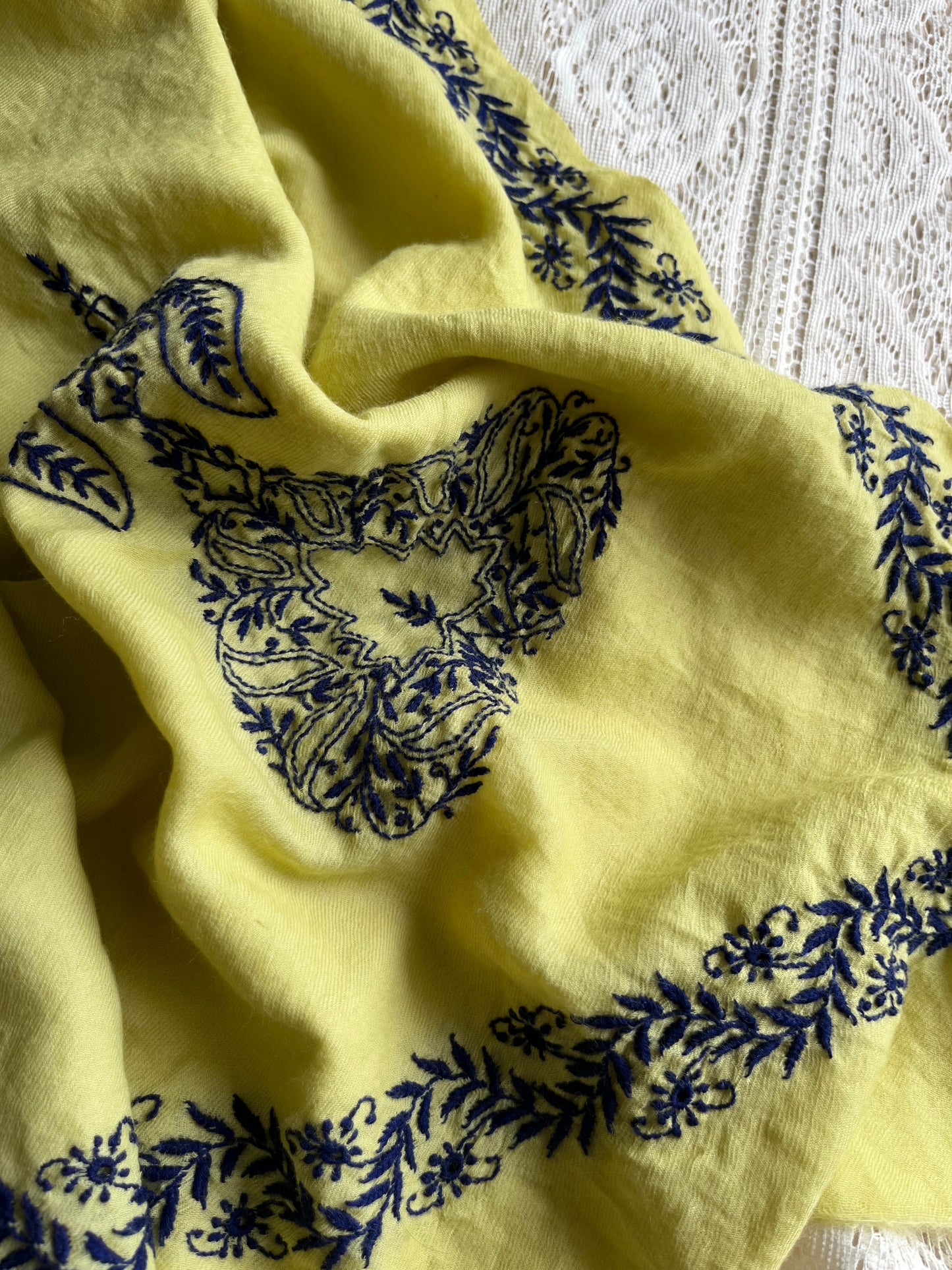 Pure wool chikankari shawl