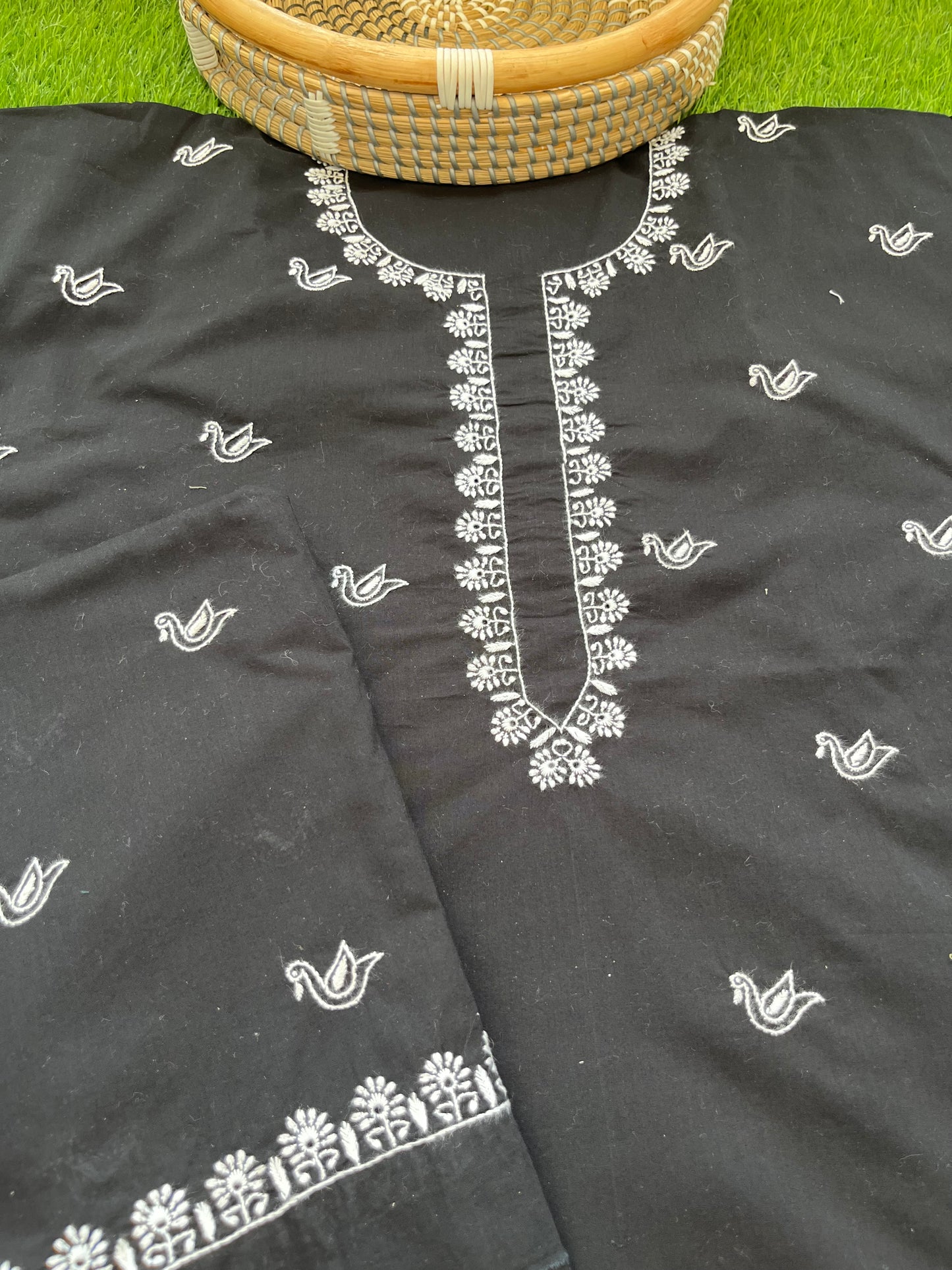 Cotton chikan kurta bottom