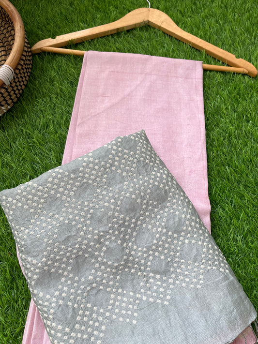 Tussar silk Bandhani dupatta plain kurta