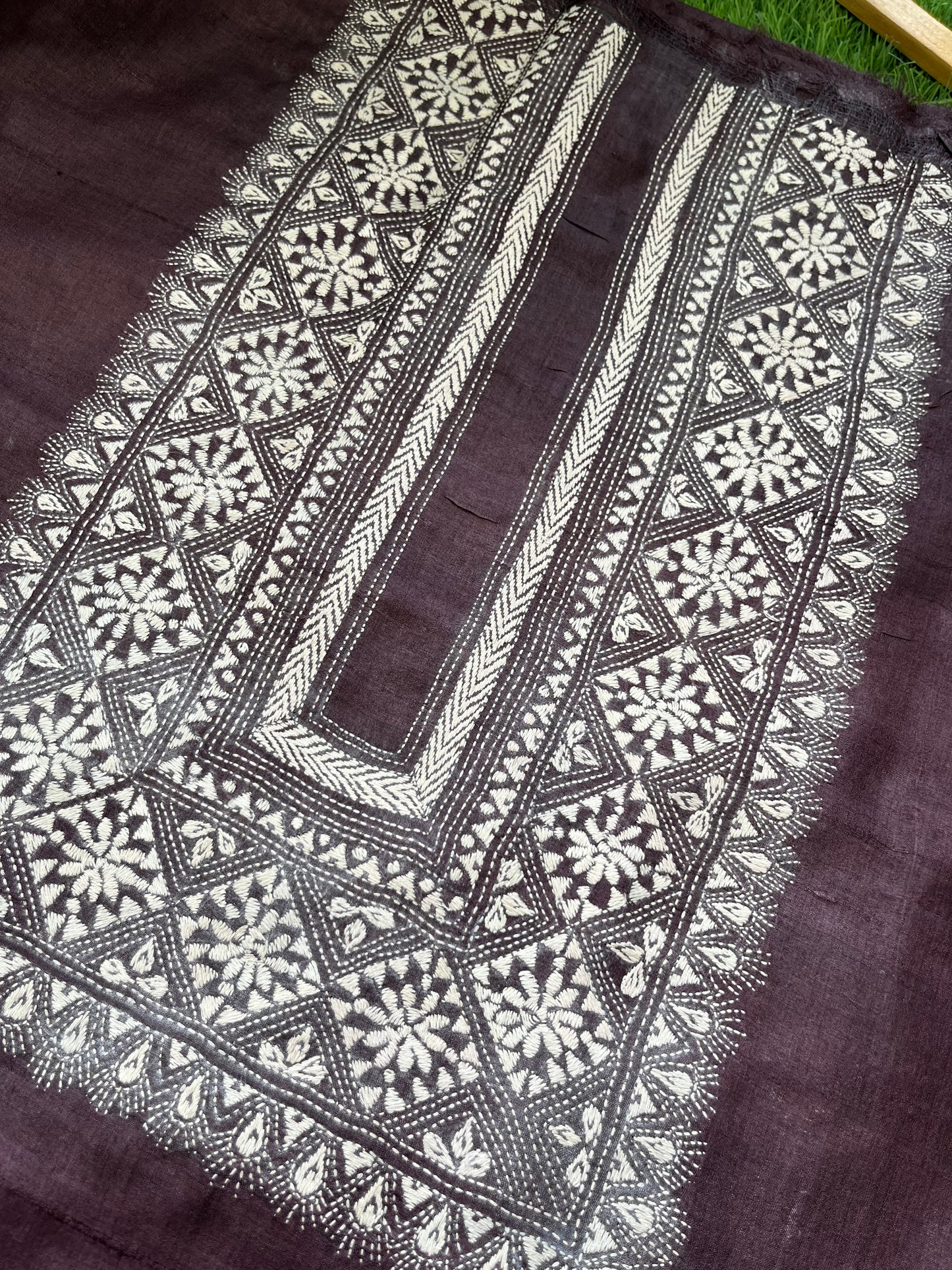 Silk Kantha work kurta fabric