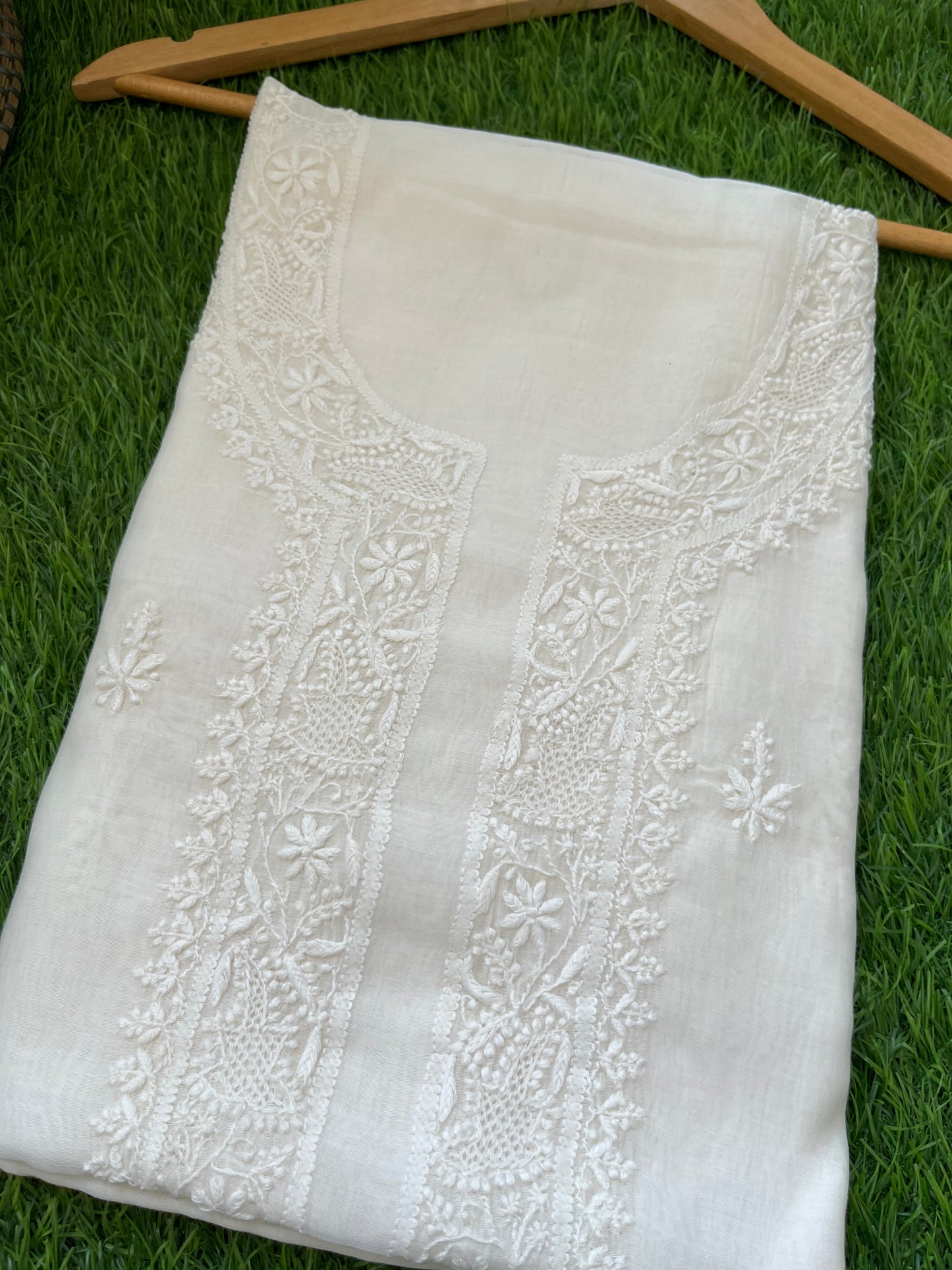 Chanderi chikankari kurta