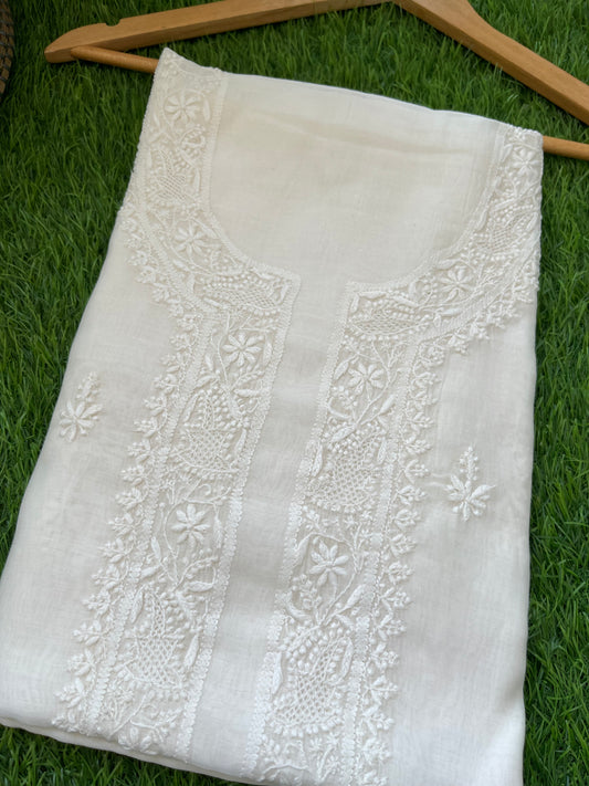 Chanderi chikankari kurta