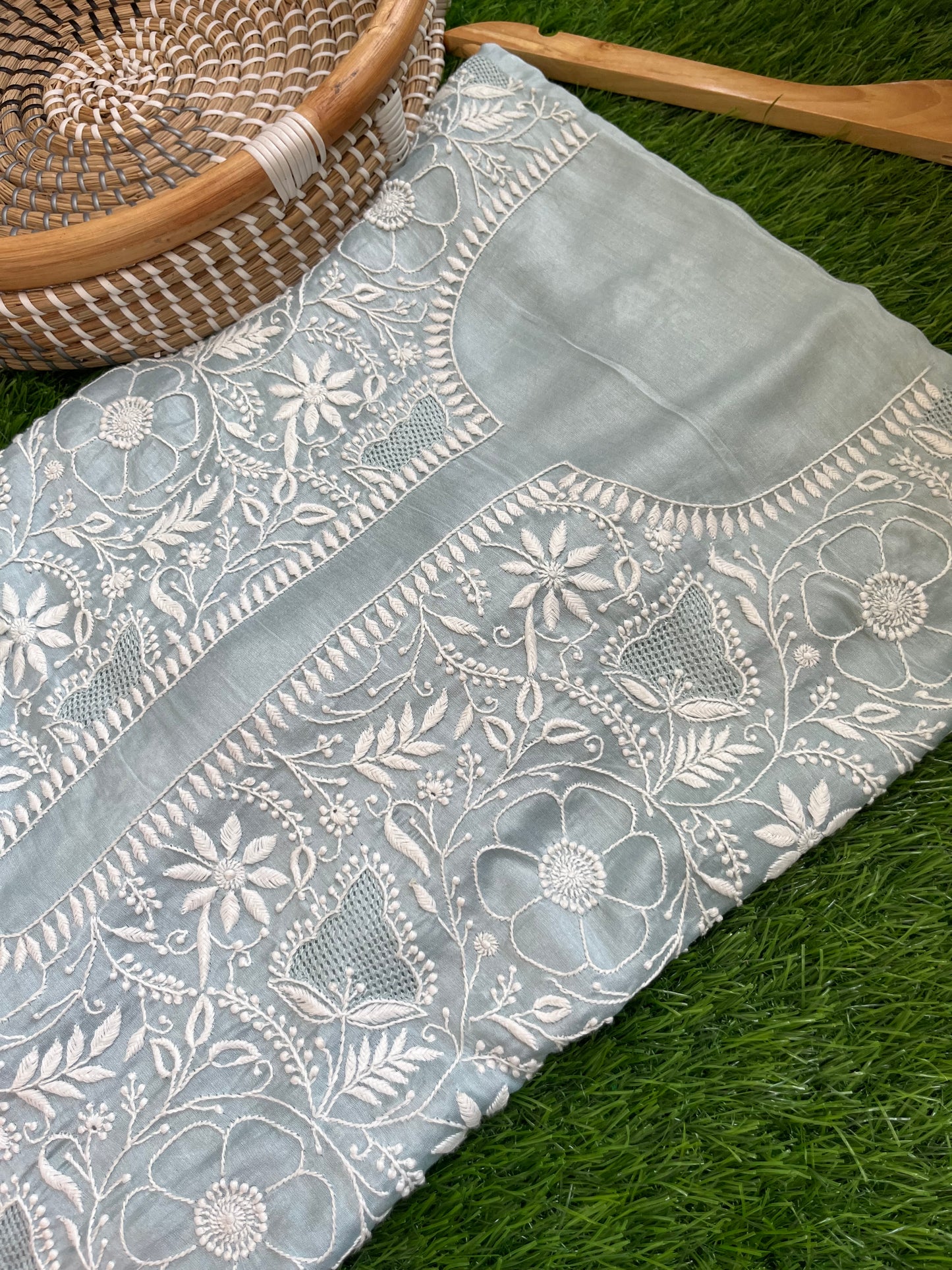 Chanderi chikankari kurta