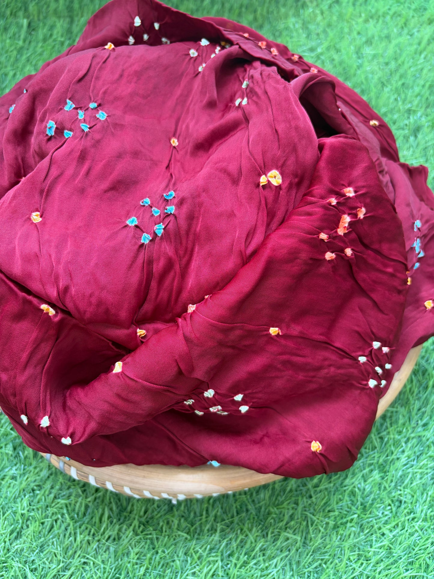 Modal silk bandhani fabric