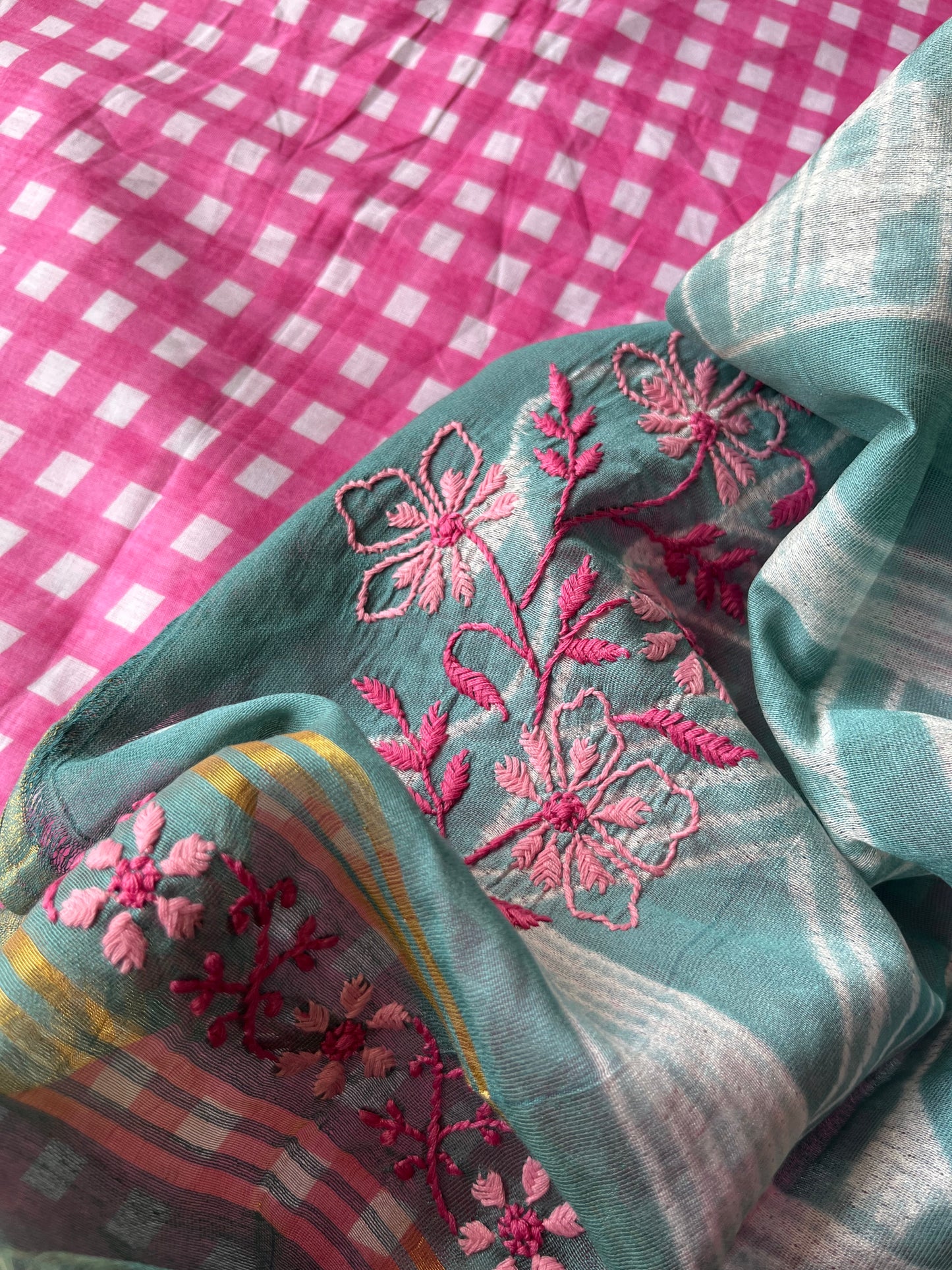 रोज़ाना  :Chanderi Chikankari Dupatta with cotton kurta bottom Fabric