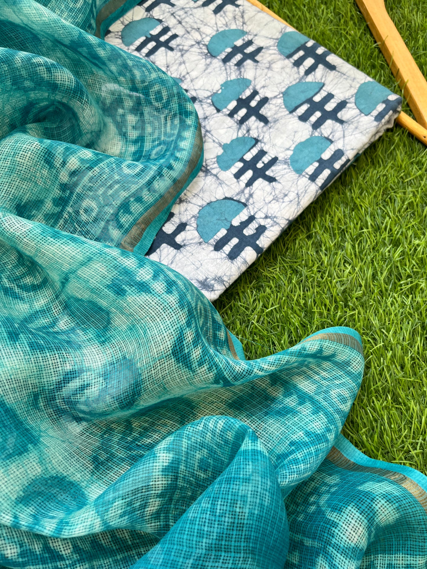 Cotton kurta bottom Kota silk dupatta