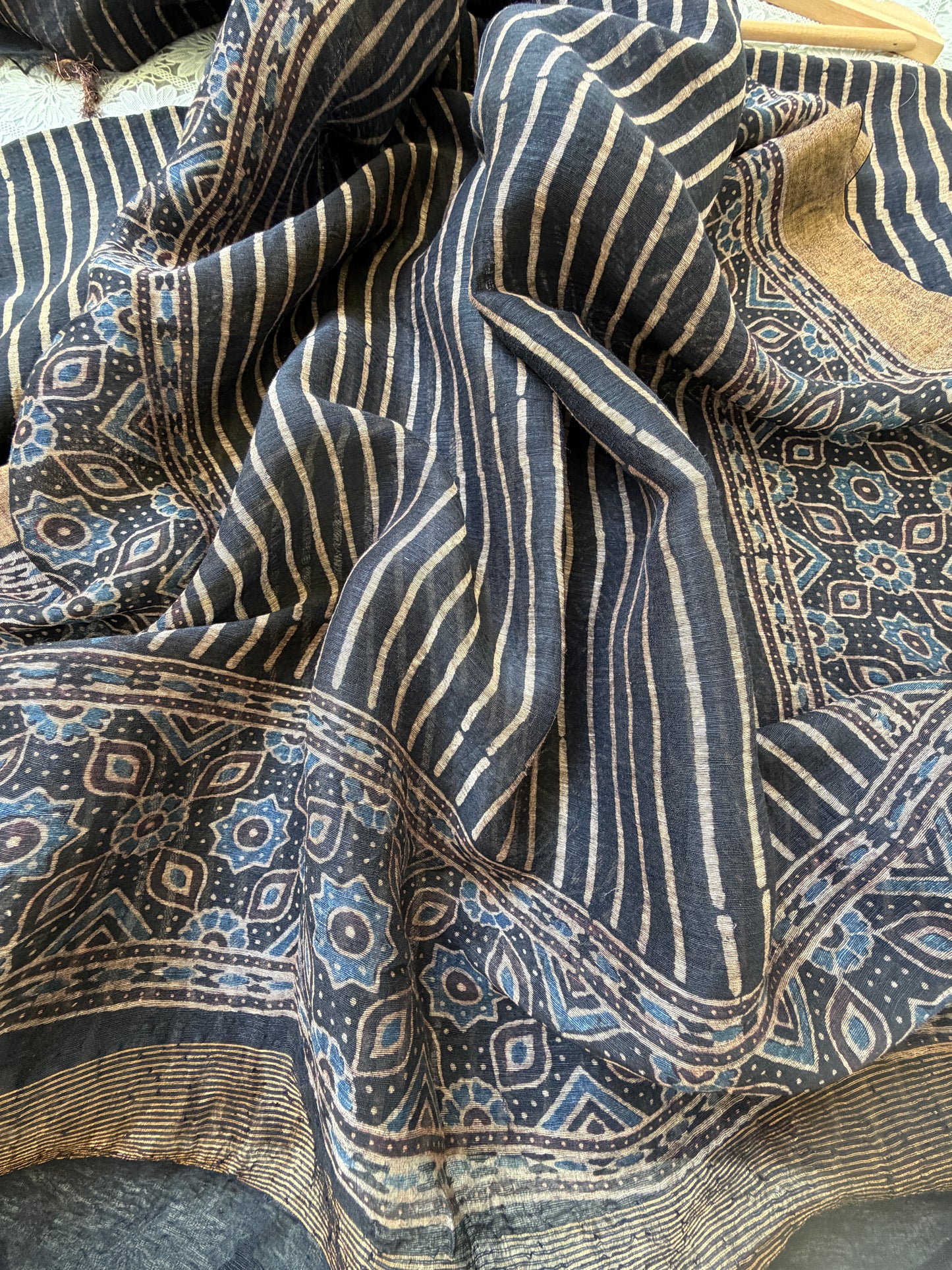 Linen Ajrakh Kurta and dupatta