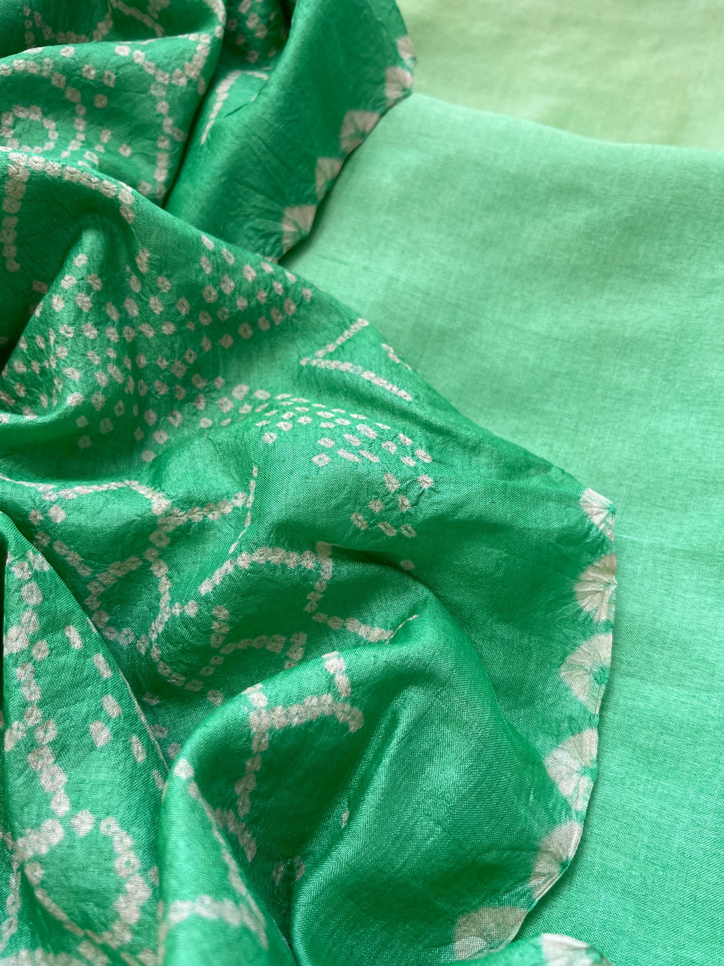 Tussar silk Bandhani dupatta plain kurta