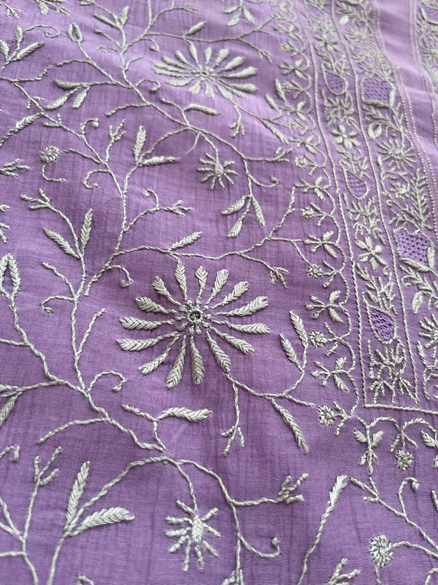 Chanderi chikankari kurta
