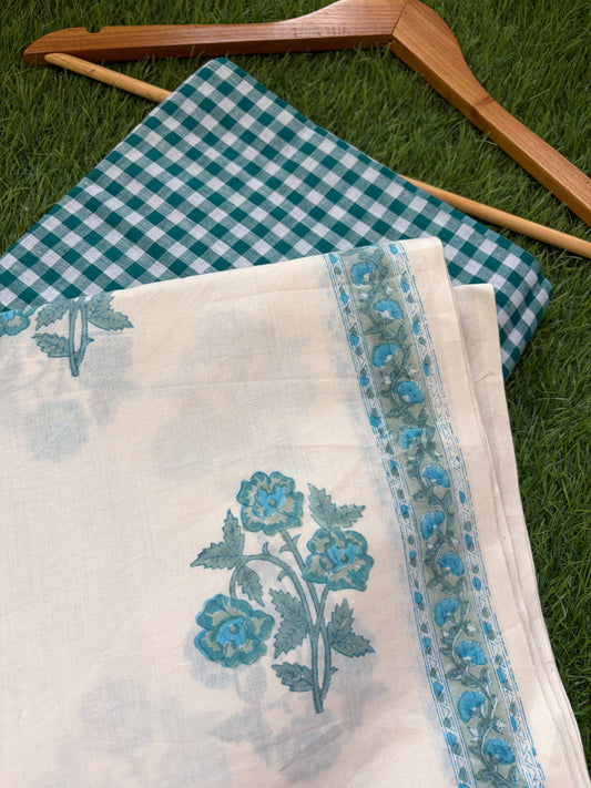 Khadi Cotton checks mughal Boota
