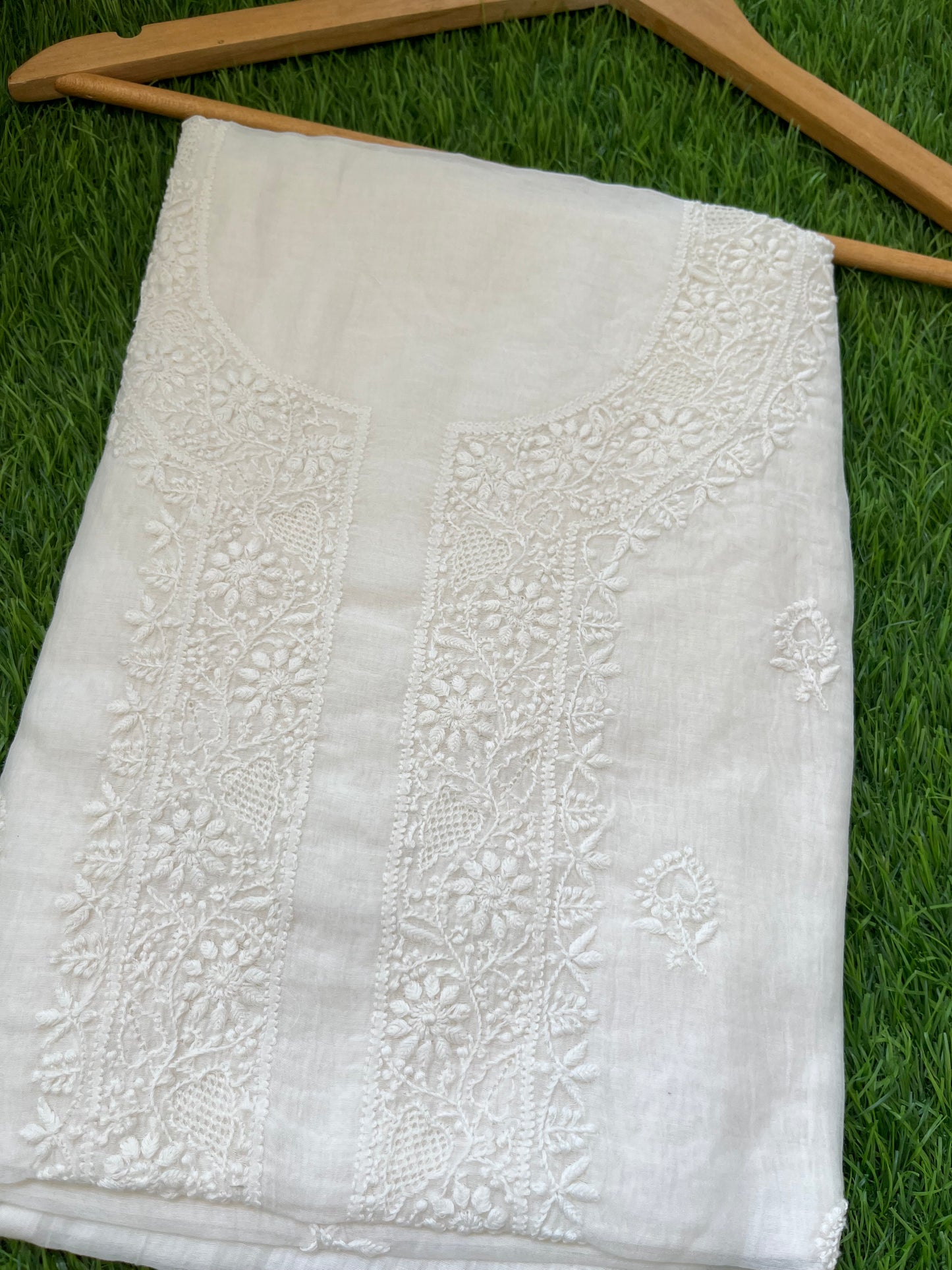 Chanderi chikankari kurta