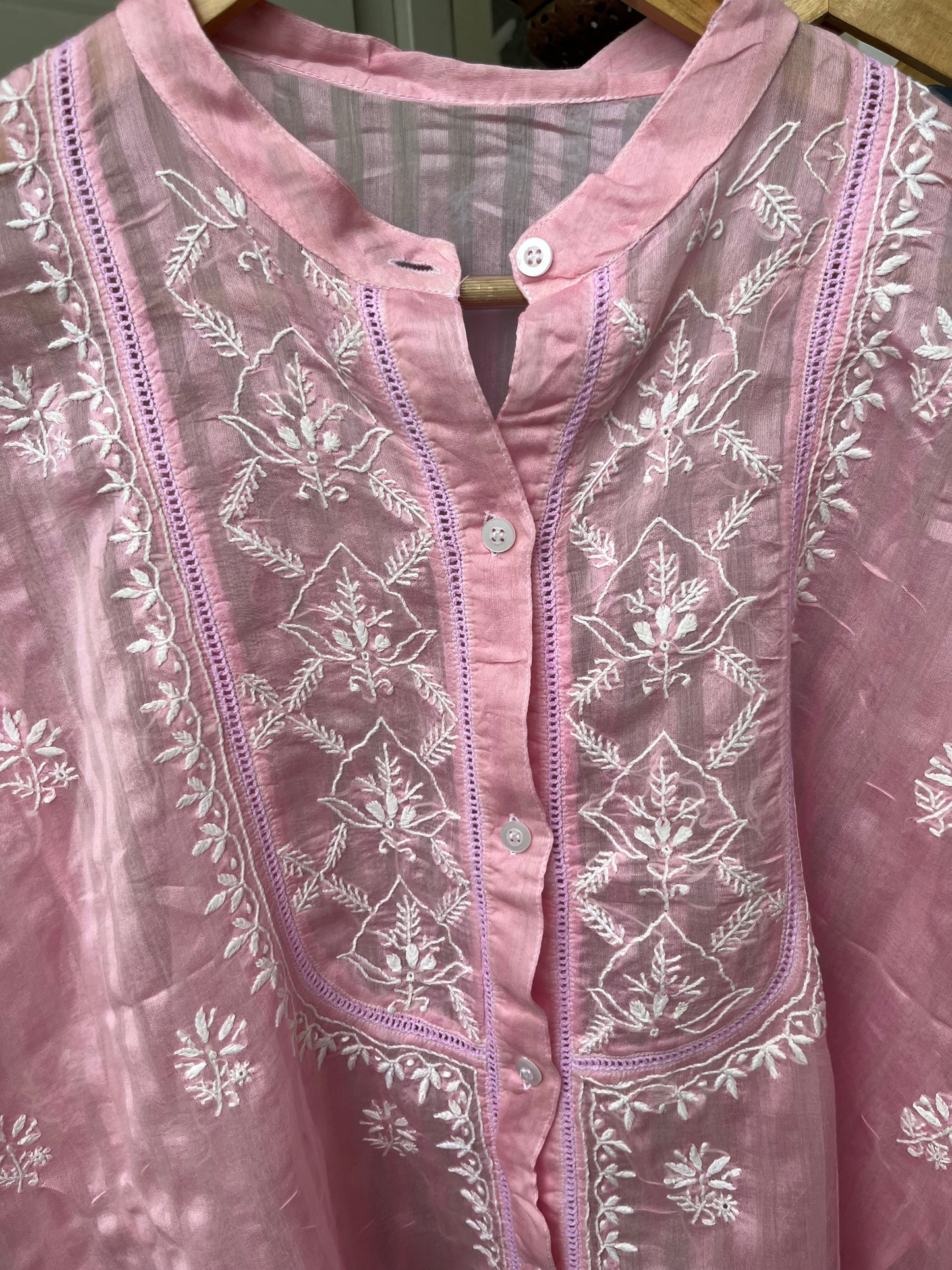 Chanderi chikan shirt and a-bottom-coord set