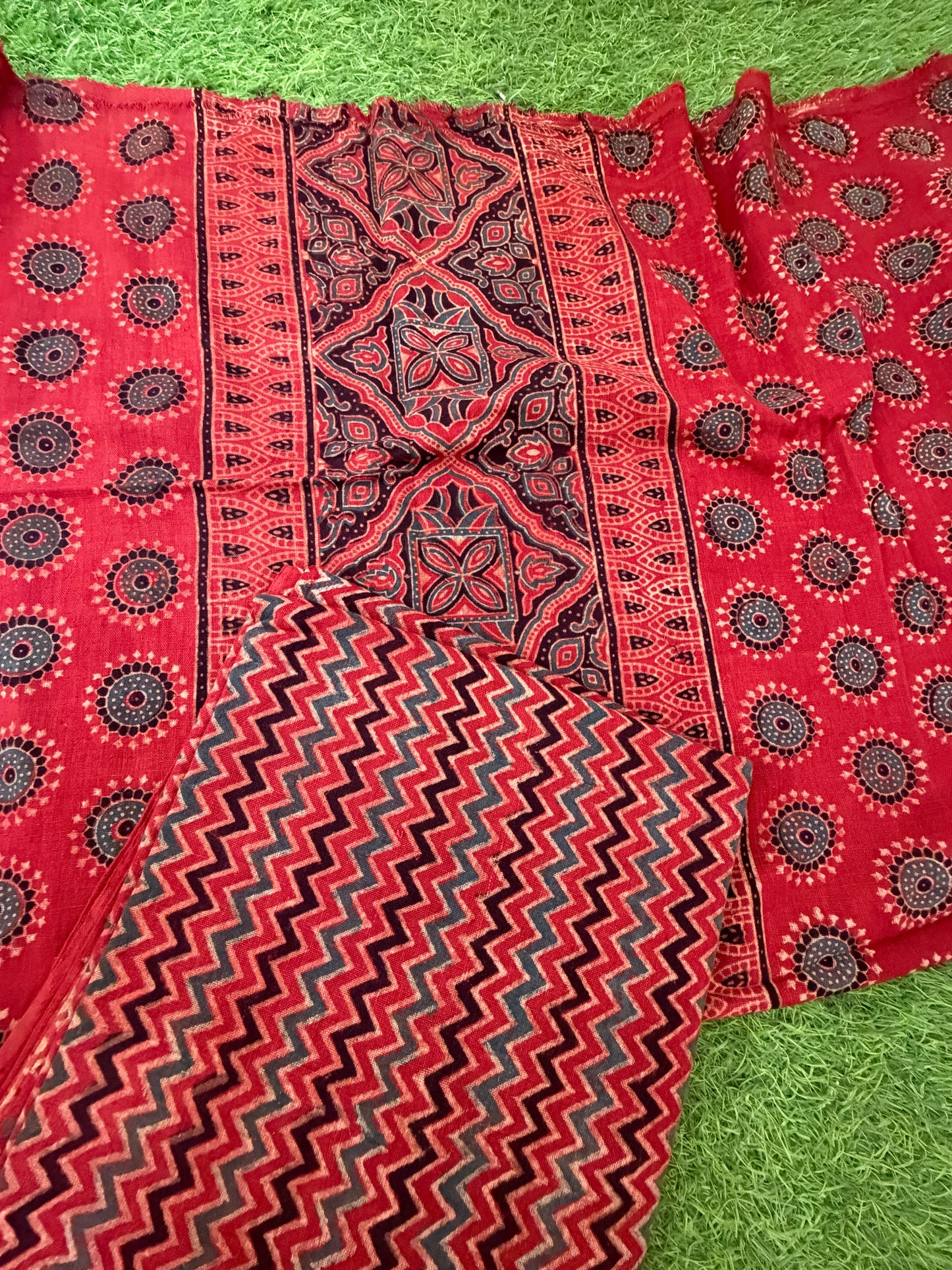Kala Cotton Ajrakh Kurta bottom and dupatta