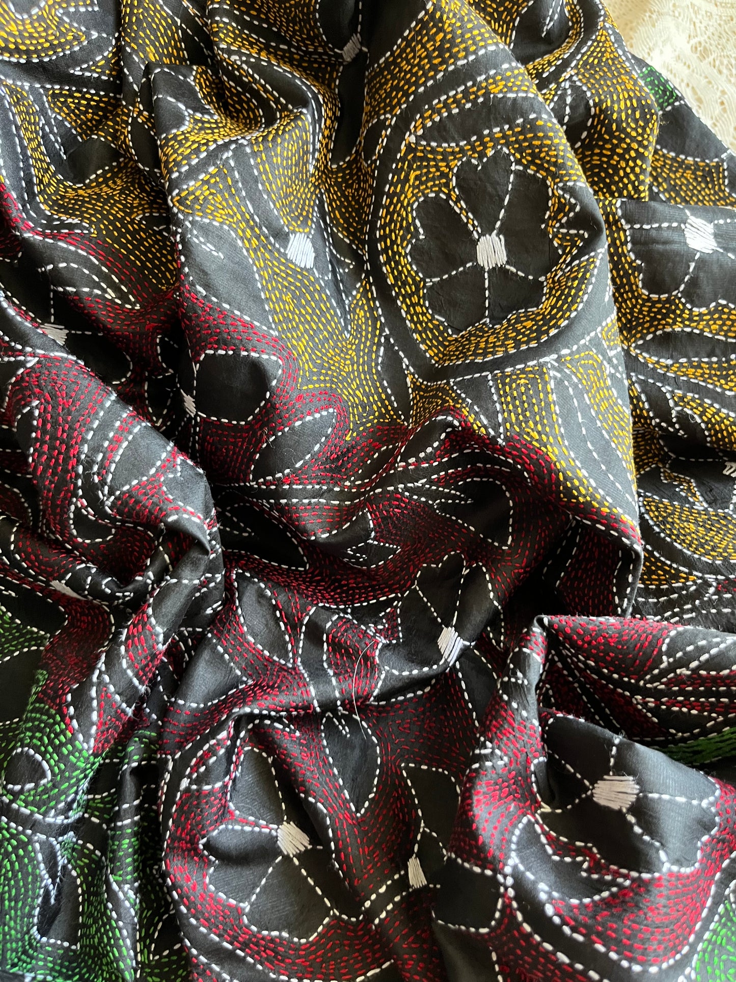 Silk Kantha Dupatta kurta bottom fabric