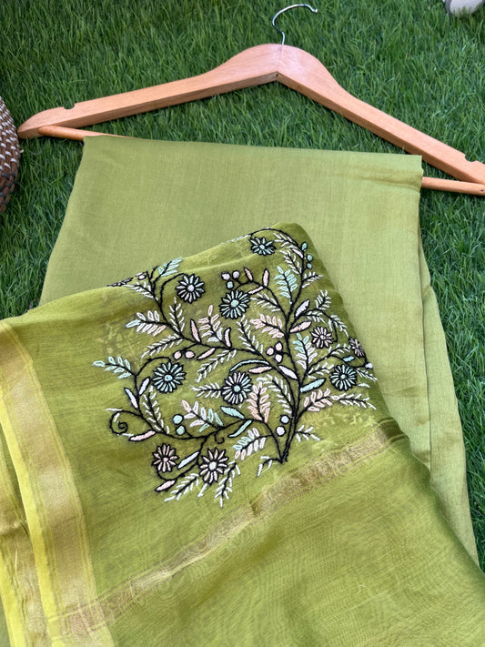 Chanderi kashmirii kaam dupatta and kurta bottom fabric