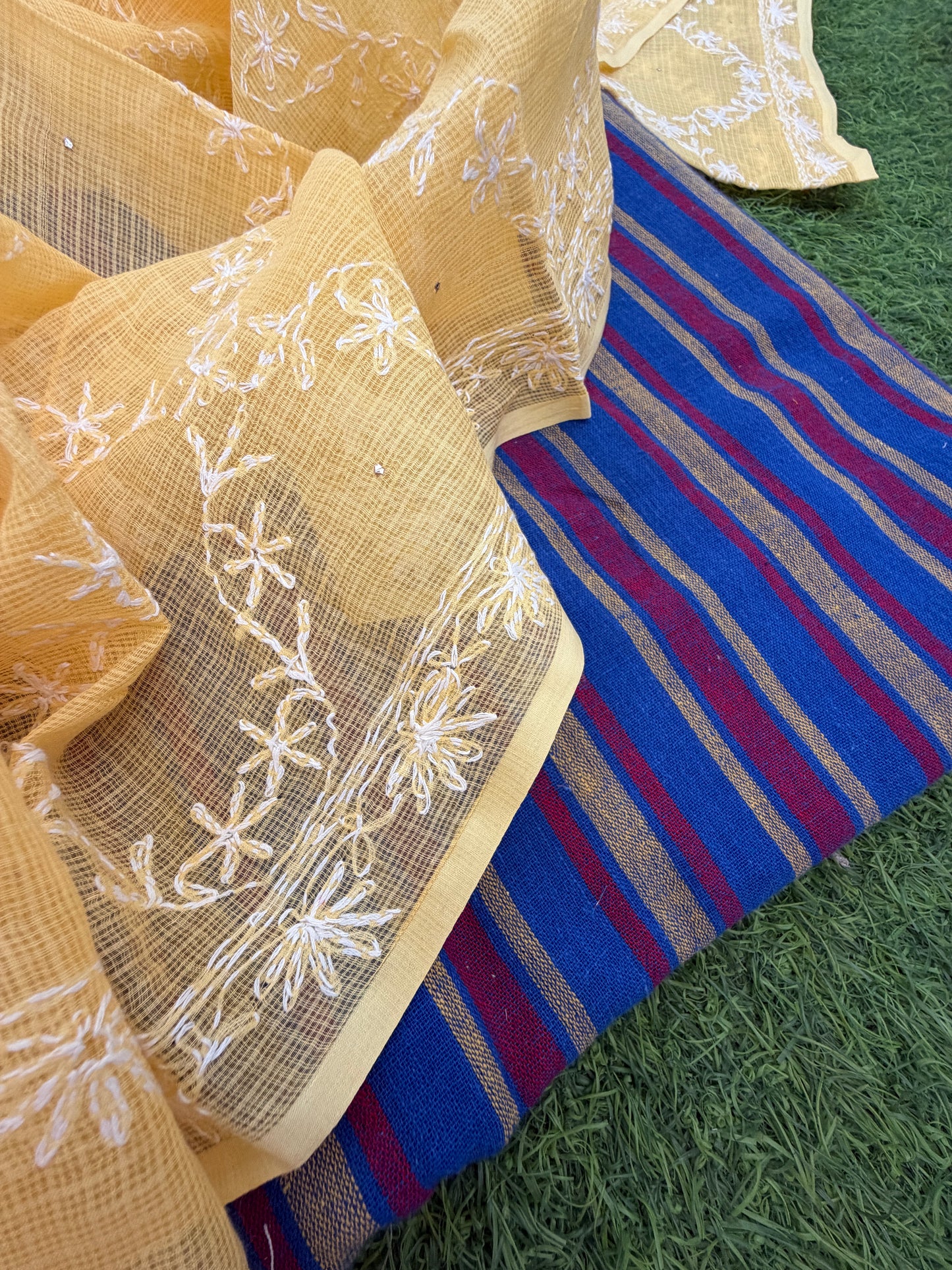Kala cotton striped kurta bottom chikankari dupatta