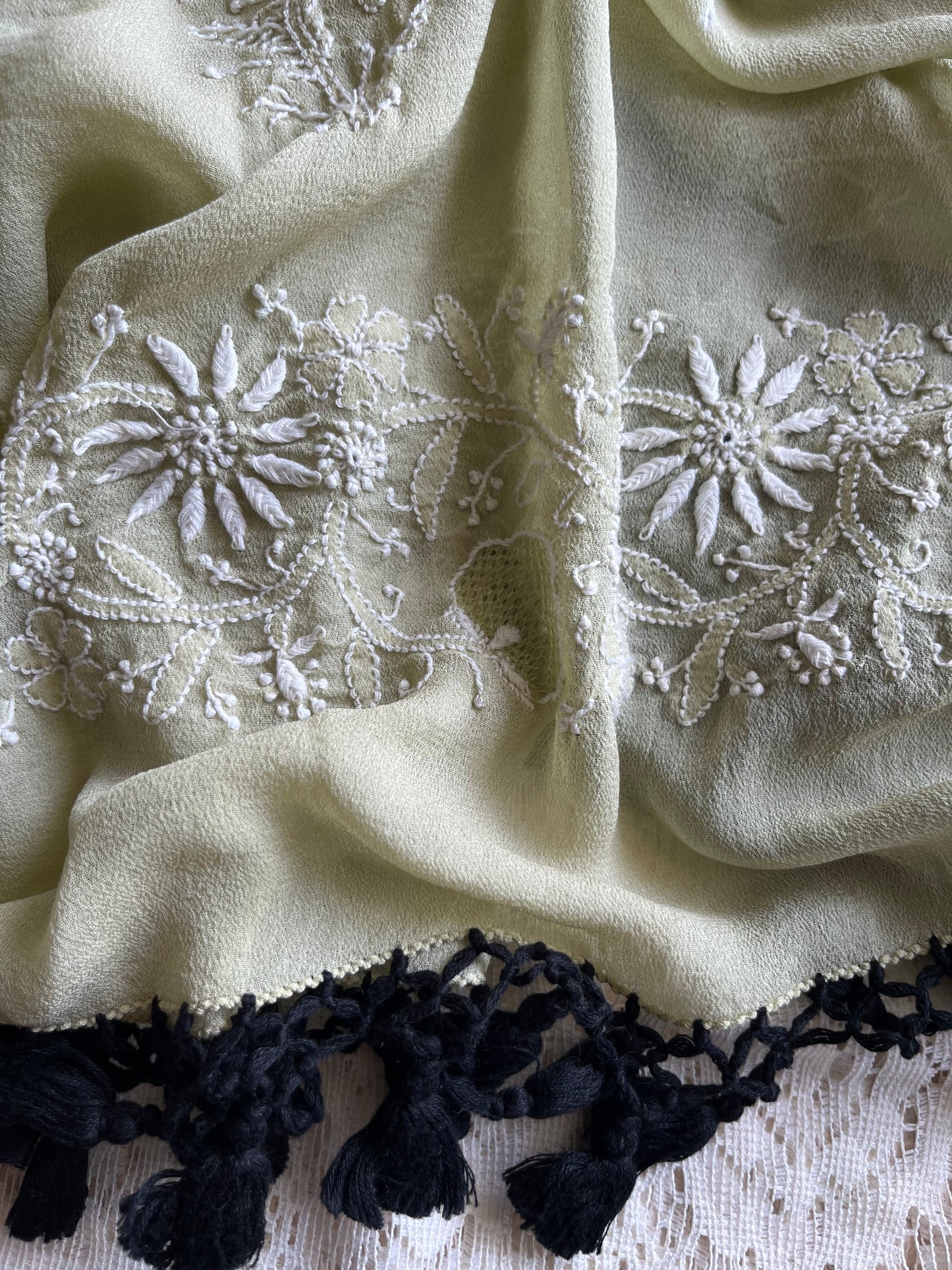 Cotton kurta bottom pure georgette chikankari bandhani dupatta