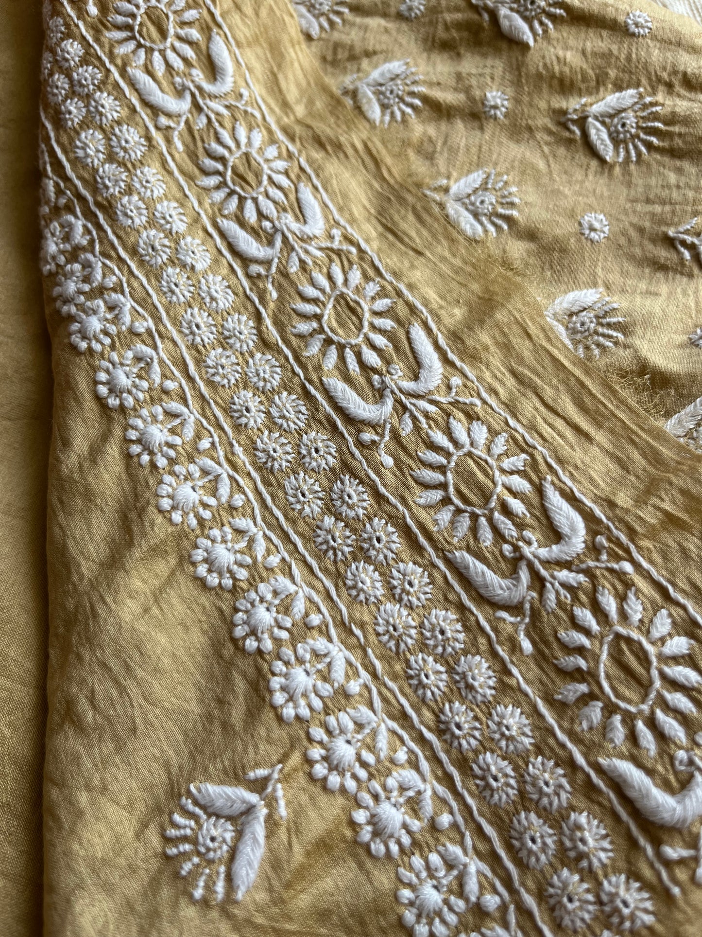 Chanderi Chikankari kurta with kota silk dupatta